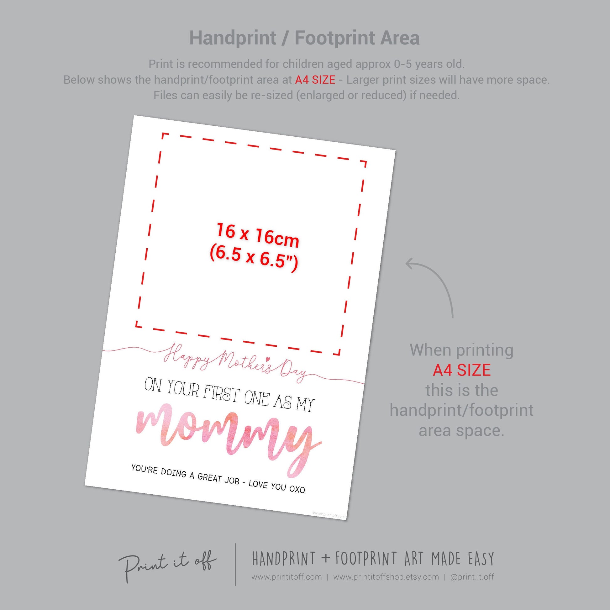 Mommy 1st First Mother's Day Mom / Footprint Handprint Feet Foot Art Craft / Kids Baby Toddler / Keepsake DIY Card / Print It Off