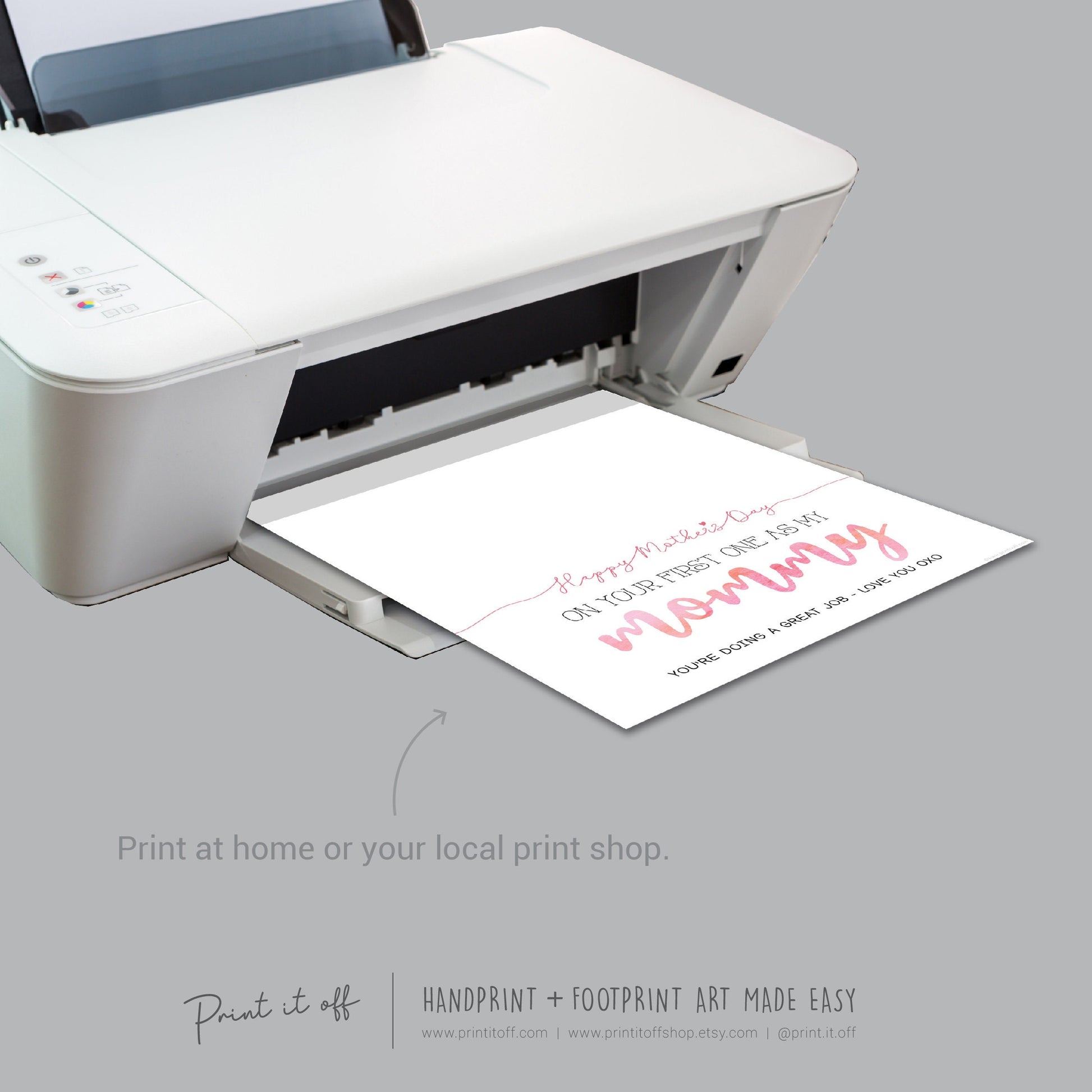 Mommy 1st First Mother's Day Mom / Footprint Handprint Feet Foot Art Craft / Kids Baby Toddler / Keepsake DIY Card / Print It Off