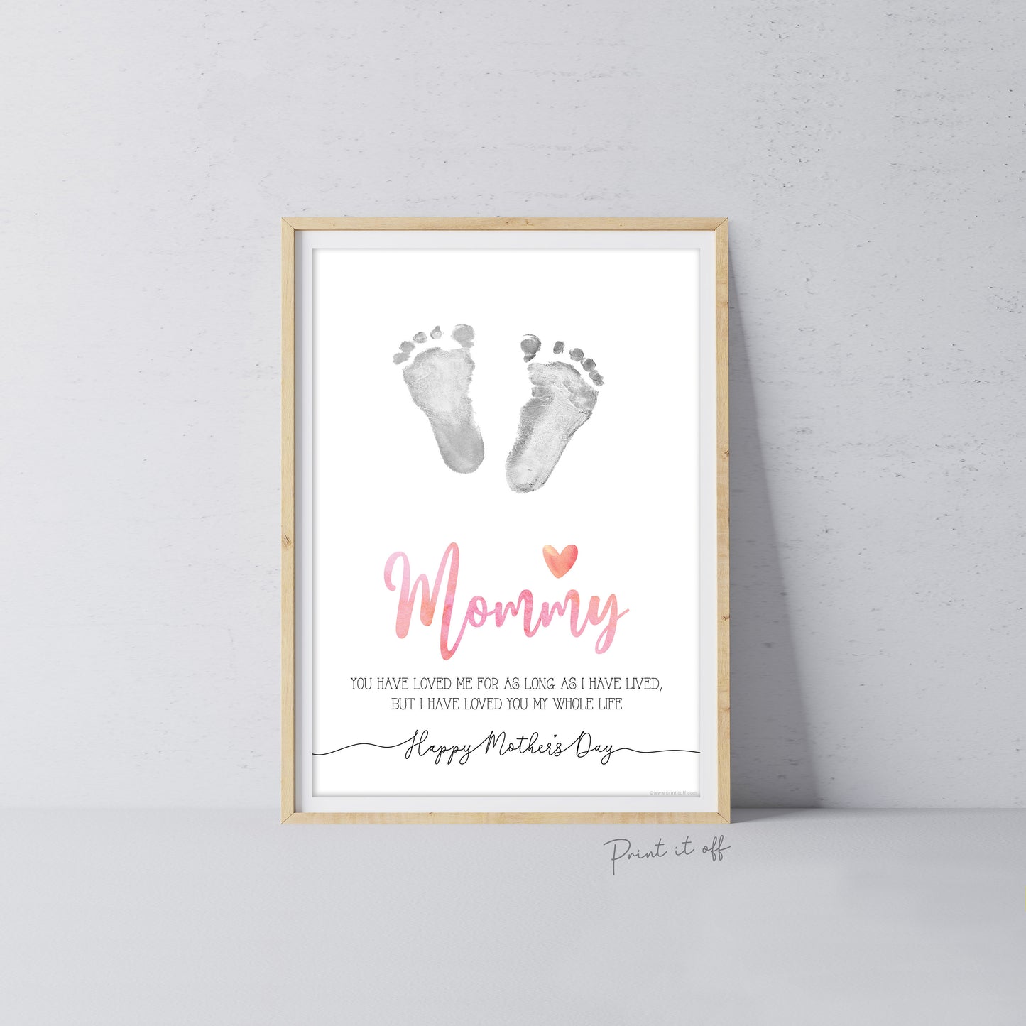 Mommy Happy Mother&#39;s Day Mom / Footprint Handprint Feet Foot Art Craft / Kids Baby Toddler / Keepsake DIY Card / Print It Off