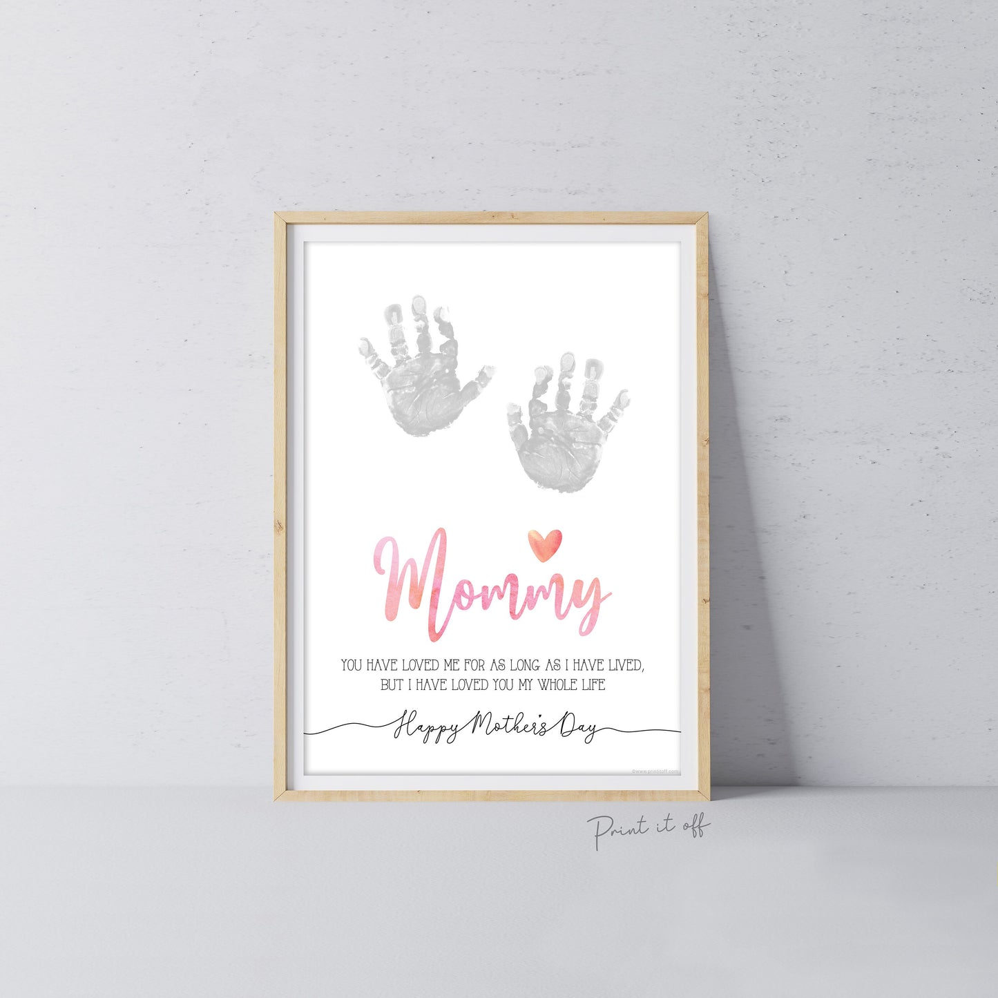 Mommy Happy Mother&#39;s Day Mom / Footprint Handprint Feet Foot Art Craft / Kids Baby Toddler / Keepsake DIY Card / Print It Off