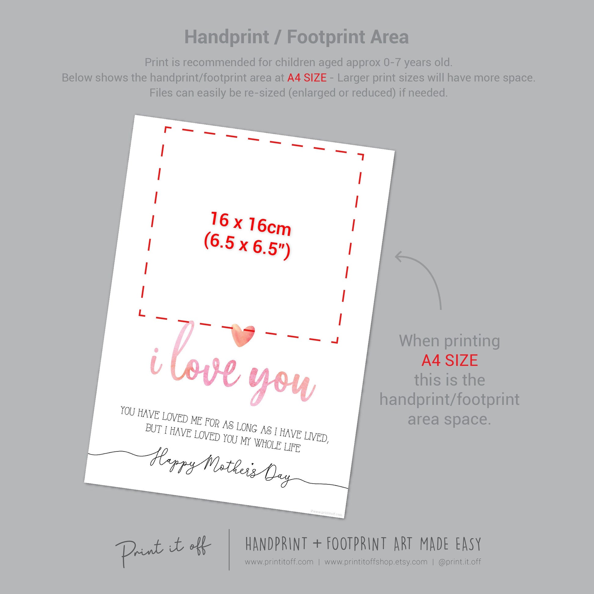 Happy Mother&#39;s Day Love You / Footprint Handprint Feet Foot Art Craft / Kids Baby Toddler / Keepsake DIY Card / Print It Off
