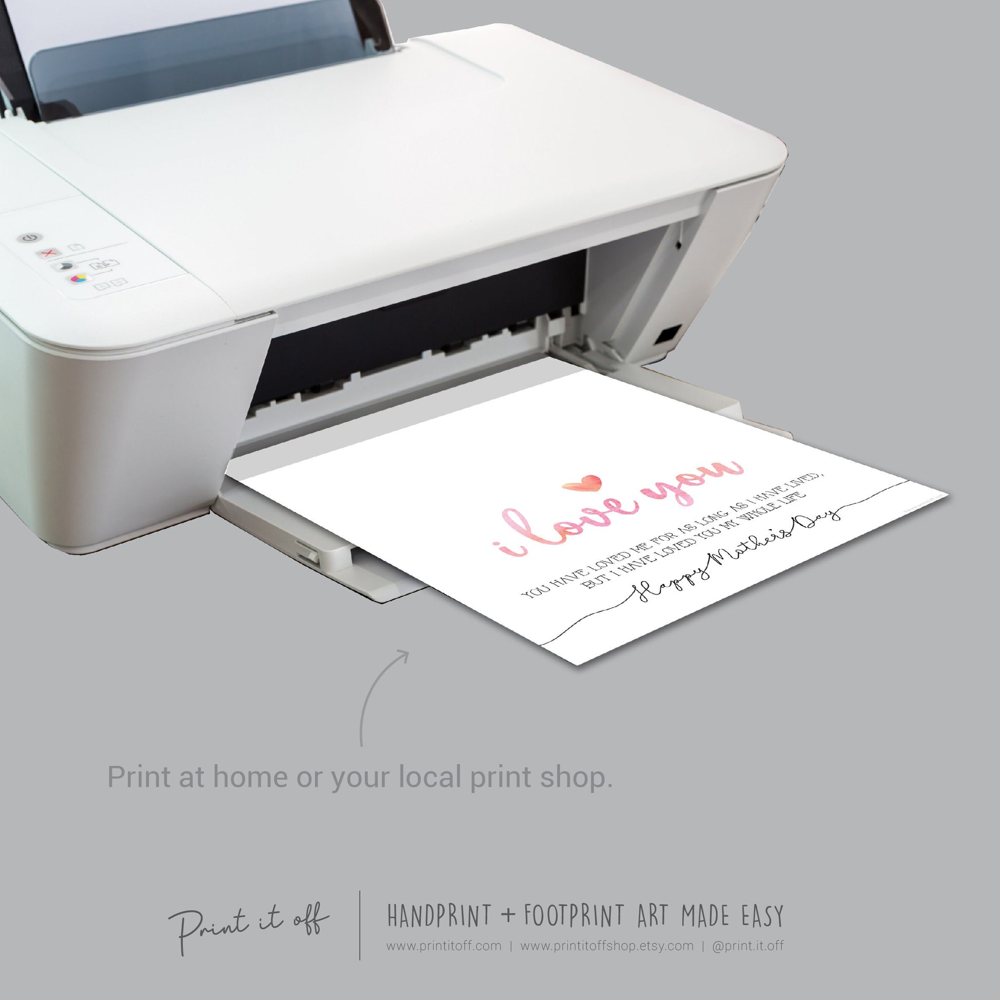 Happy Mother's Day Love You / Footprint Handprint Feet Foot Art Craft / Kids Baby Toddler / Keepsake DIY Card / Print It Off