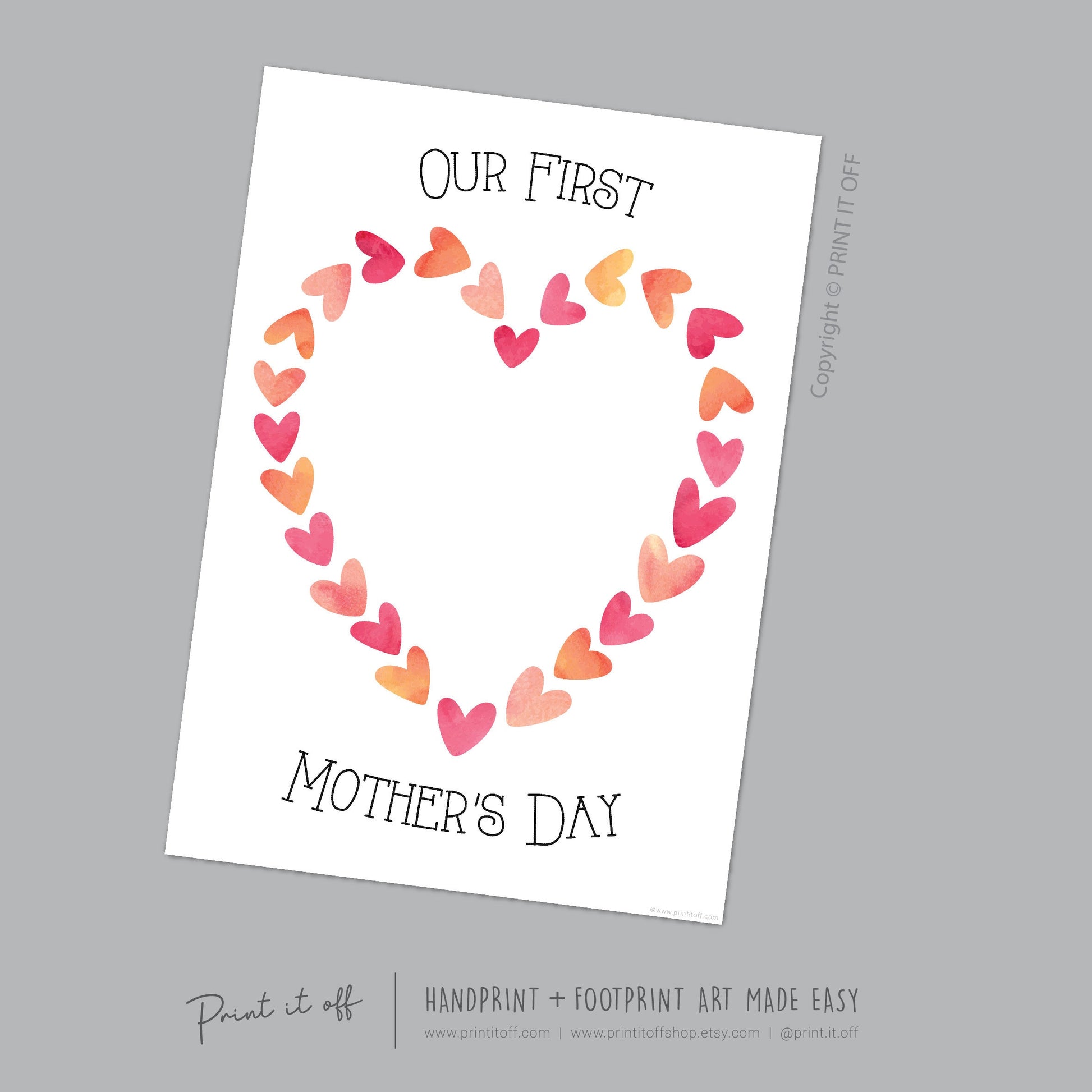 Our 1st First Mother's Day Mom Mum / Footprint Handprint Feet Foot Art Craft / Kids Baby Toddler / Keepsake DIY Card / Print It Off