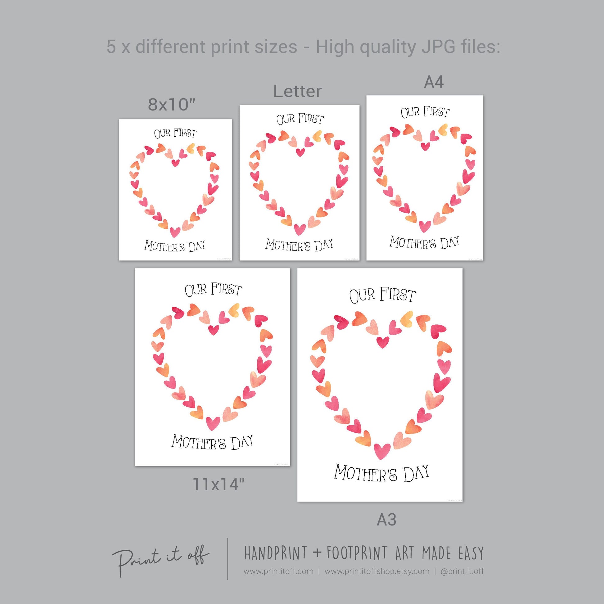 Our 1st First Mother's Day Mom Mum / Footprint Handprint Feet Foot Art Craft / Kids Baby Toddler / Keepsake DIY Card / Print It Off