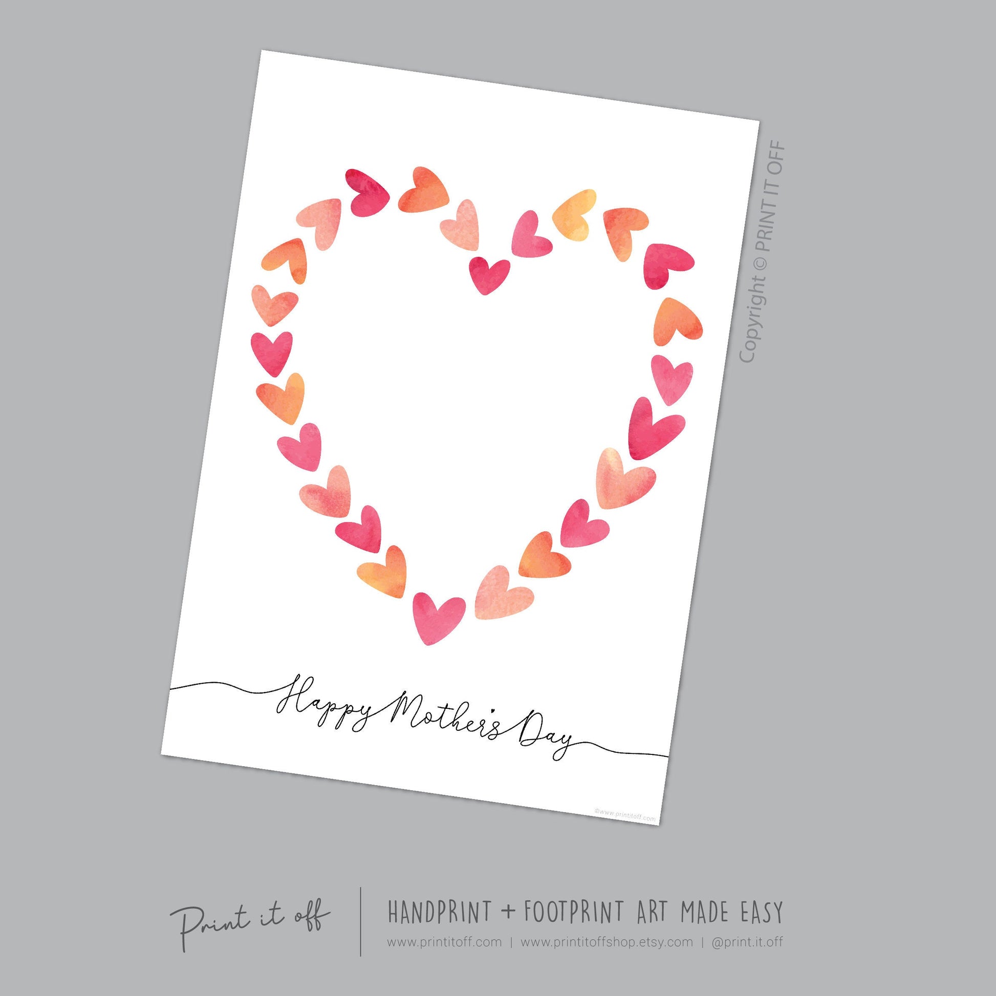 Happy Mother's Day Heart / Footprint Handprint Feet Foot Art Craft / Kids Baby Toddler / Keepsake DIY Card / Print It Off
