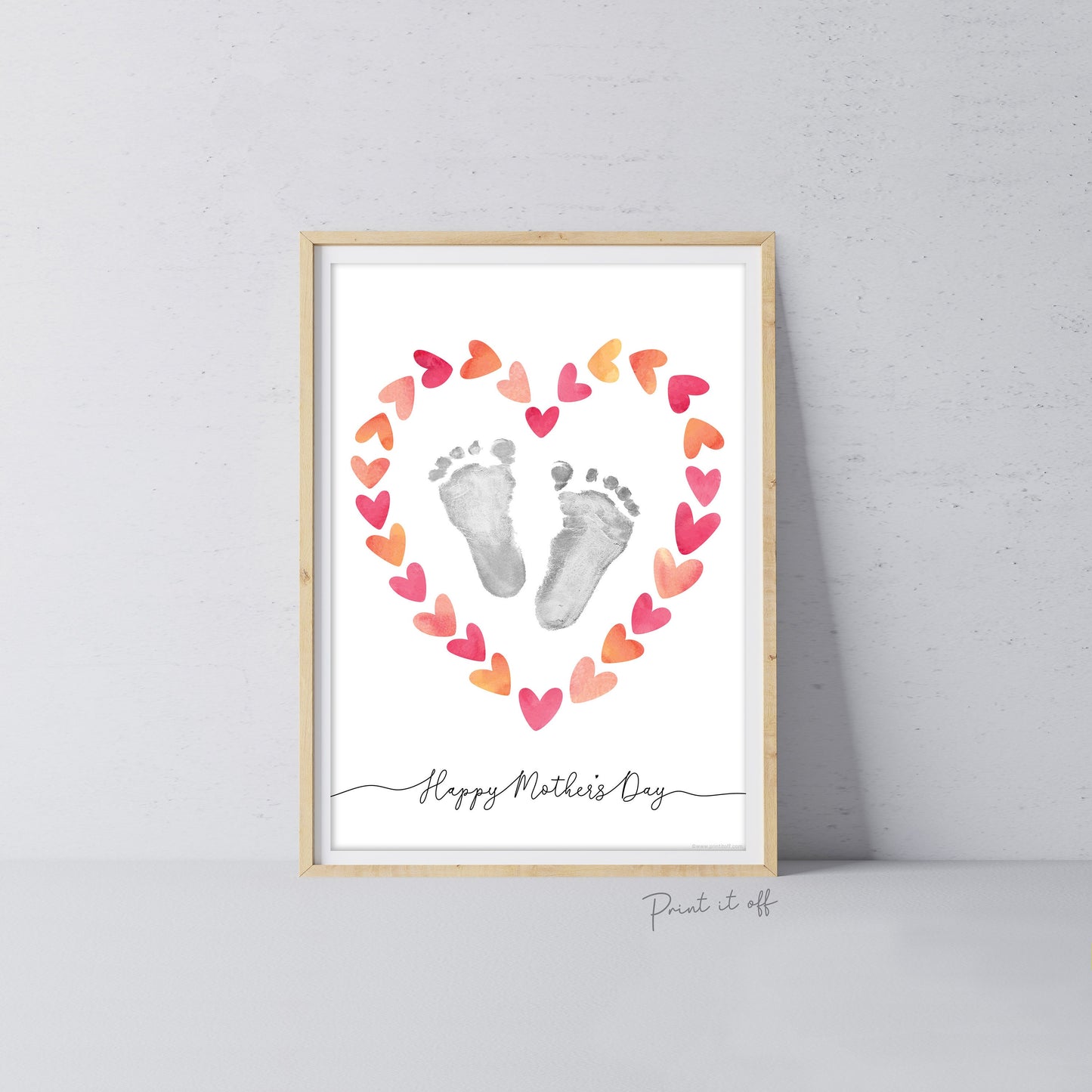 Happy Mother's Day Heart / Footprint Handprint Feet Foot Art Craft / Kids Baby Toddler / Keepsake DIY Card / Print It Off