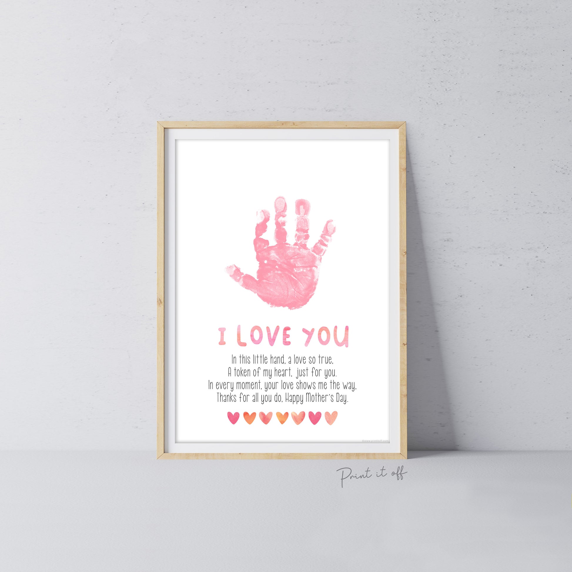 Mother's Day Love You Hand Poem / Handprint Art Craft Template / Kids Baby Toddler / Keepsake DIY Card / Print It Off