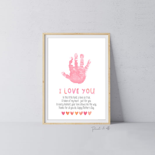 Mother&#39;s Day Love You Hand Poem / Handprint Art Craft Template / Kids Baby Toddler / Keepsake DIY Card / Print It Off