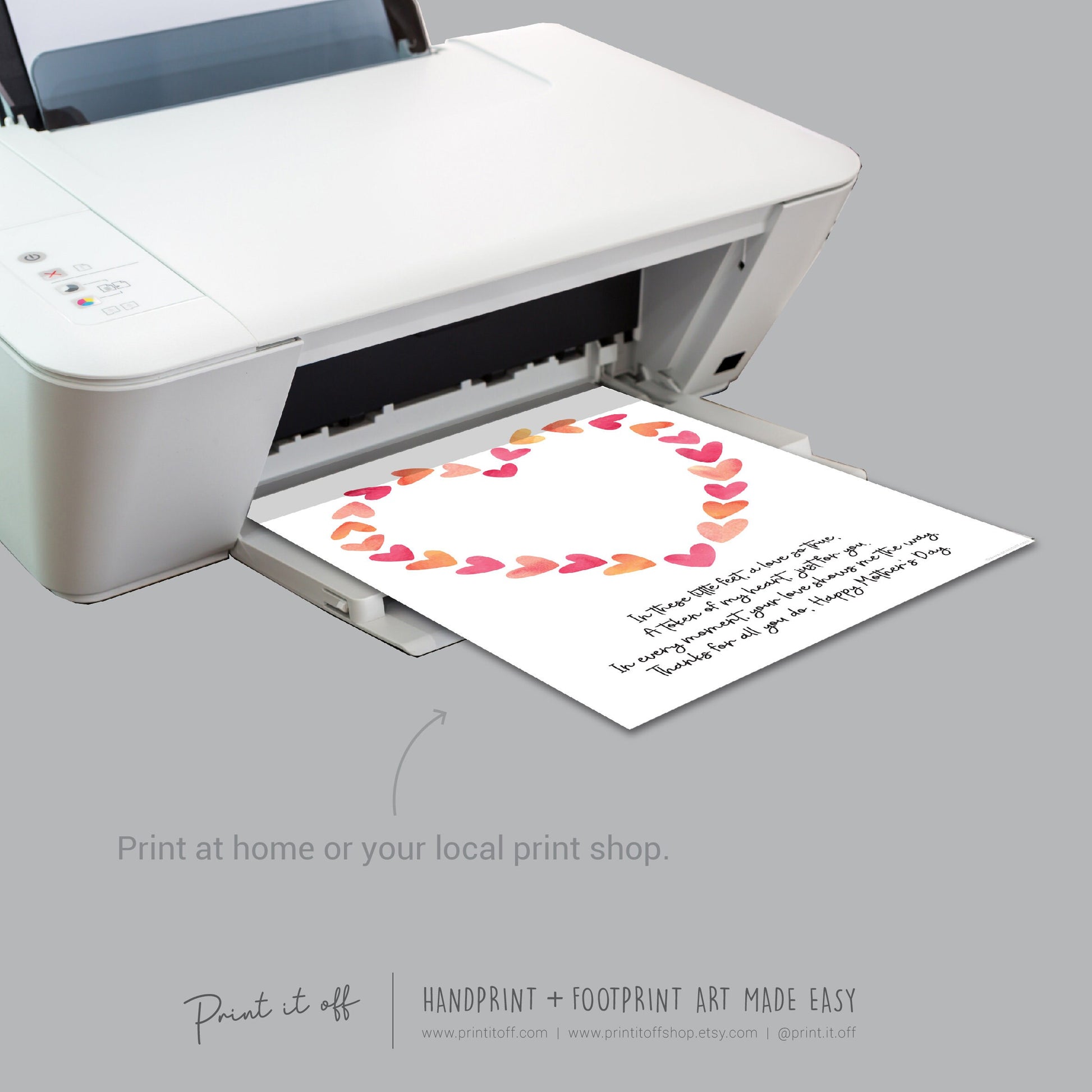 Mother's Day Little Feet Poem Heart / Handprint Art Craft Template / Kids Baby Toddler / Keepsake DIY Card / Print It Off