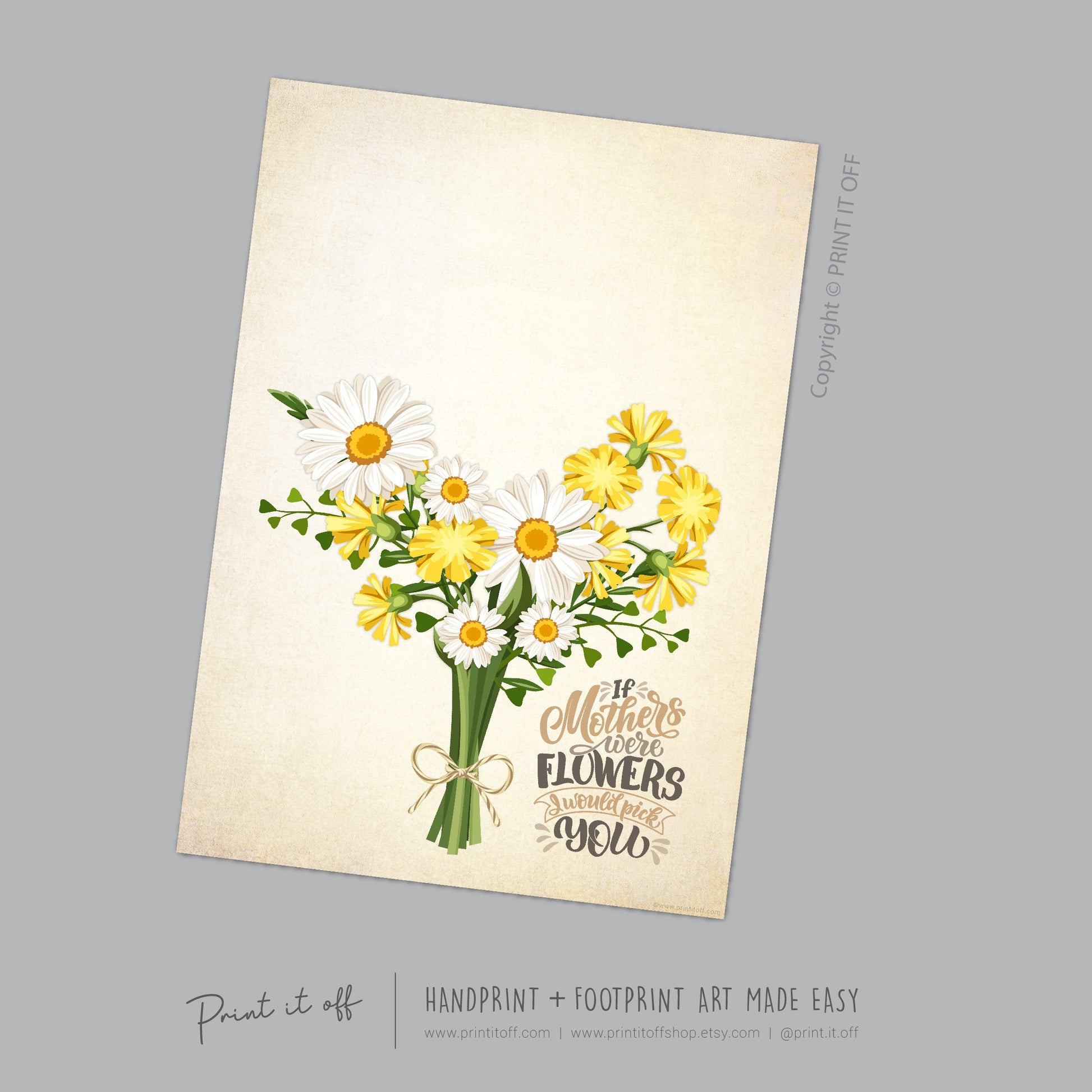 If Mother's Were Flowers I'd Pick You / Mother's Day Handprint Hand Art Craft / Kids Baby Toddler / Keepsake DIY Card / Print It Off