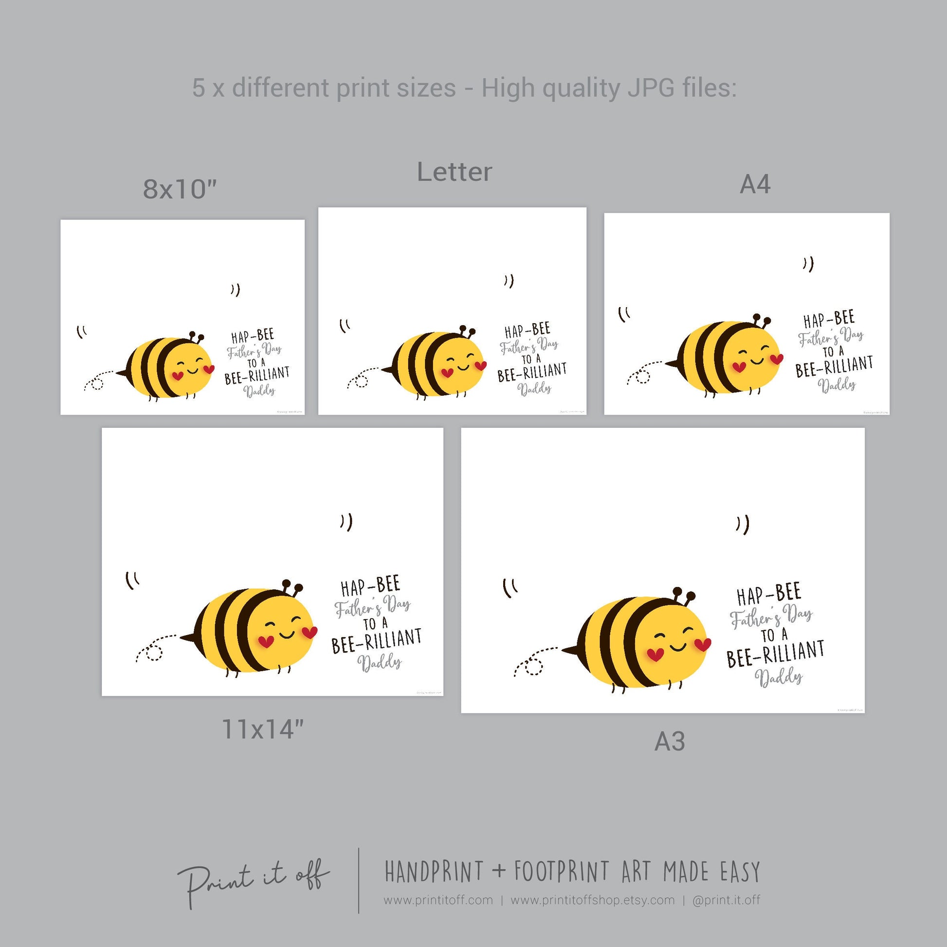 BEE Daddy Dad / Handprint Footprint Art Craft / Fathers Day Bumble Bee Wings / DIY Card Gift / Kids Baby Toddler / Print it Off 0869