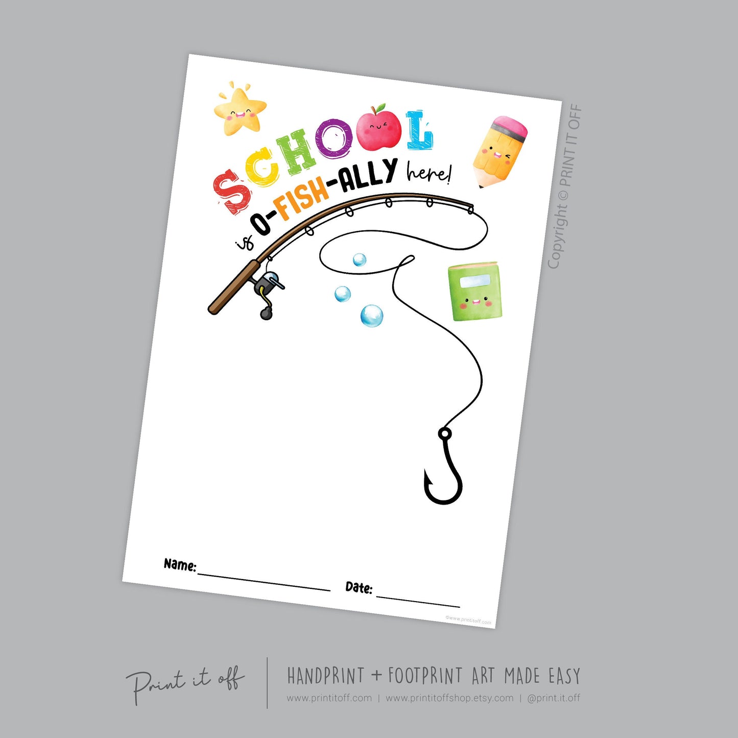 O'Fish'Ally 1st First Day School Fish / Kindergarten Pre-K Daycare Pre-School / Handprint DIY Art Craft Template Teacher / Print it Off