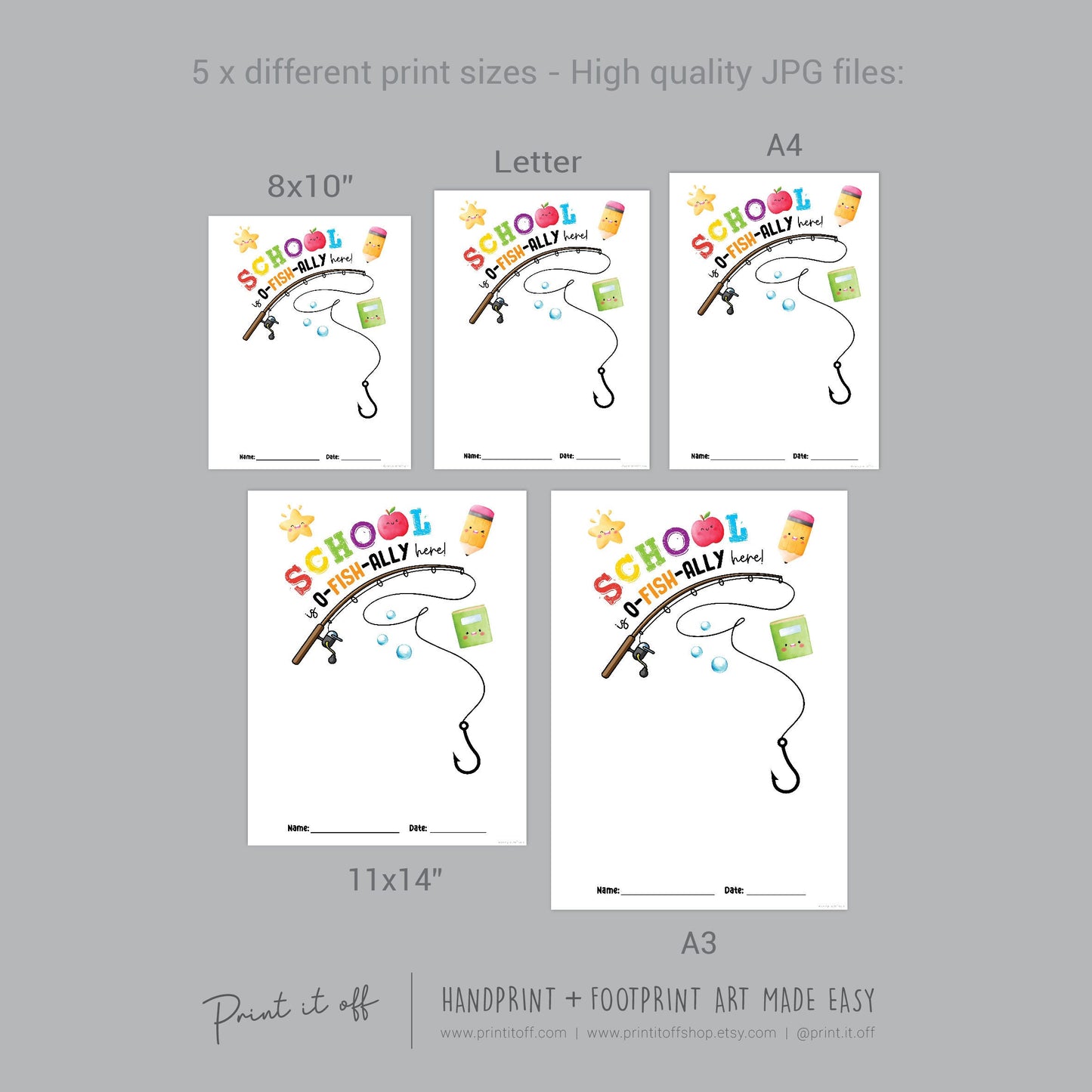 O'Fish'Ally 1st First Day School Fish / Kindergarten Pre-K Daycare Pre-School / Handprint DIY Art Craft Template Teacher / Print it Off