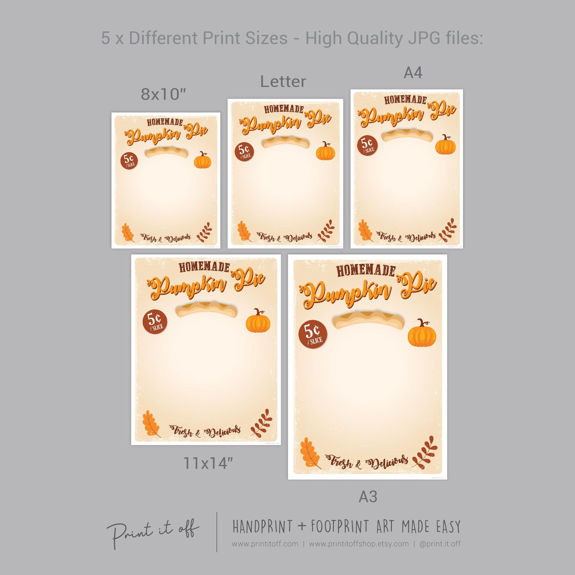 Pumpkin Pie / Footprint Handprint Art Craft / Thanksgiving Fall Autumn Farm Decor / Kids Toddler Baby Memory Keepsake / Print It Off