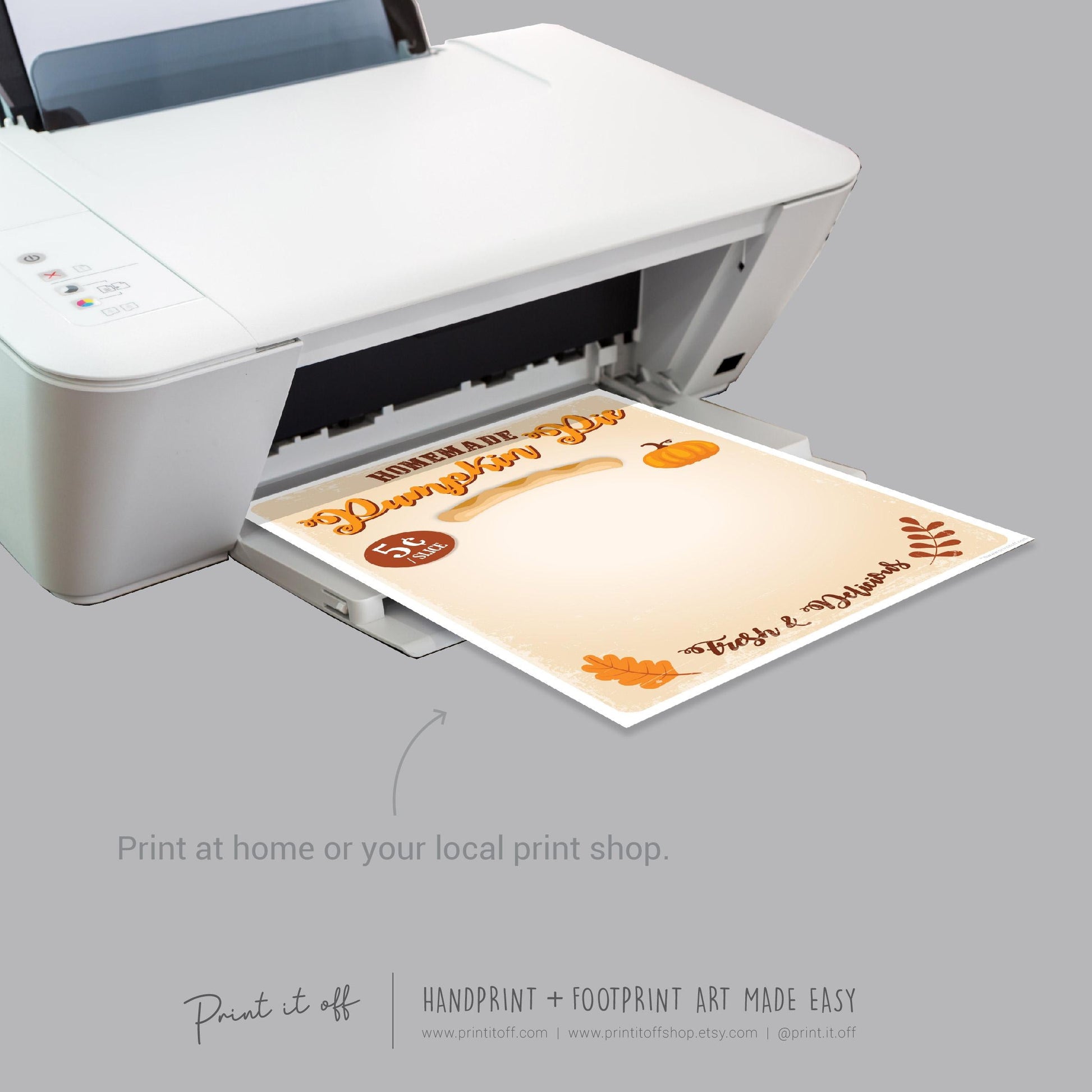 Pumpkin Pie / Footprint Handprint Art Craft / Thanksgiving Fall Autumn Farm Decor / Kids Toddler Baby Memory Keepsake / Print It Off