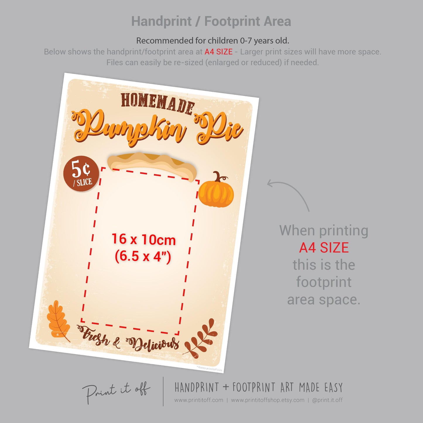 Pumpkin Pie / Footprint Handprint Art Craft / Thanksgiving Fall Autumn Farm Decor / Kids Toddler Baby Memory Keepsake / Print It Off