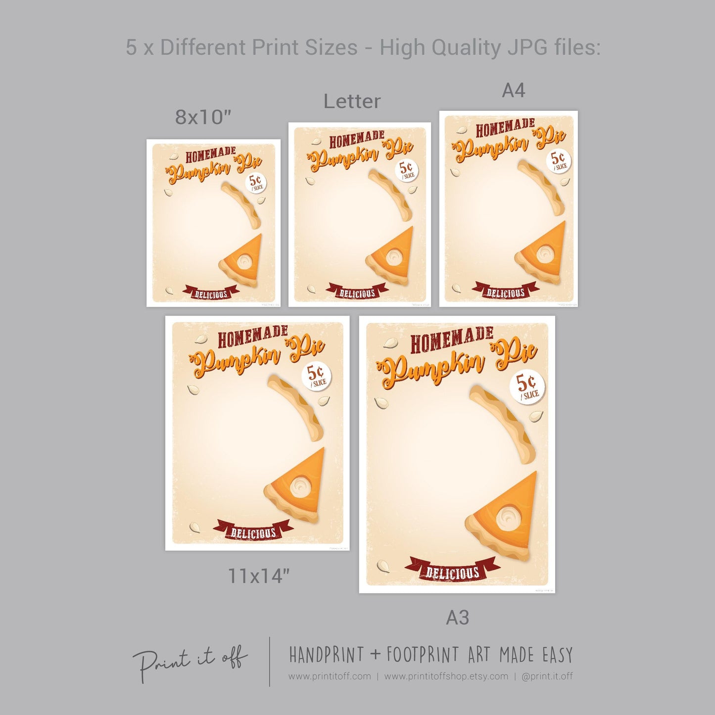 Pumpkin Pie Footprint Foot Hand Art Craft / Thanksgiving Fall Autumn Farm Sign Decor / Toddler Baby Memory Keepsake / Print It Off