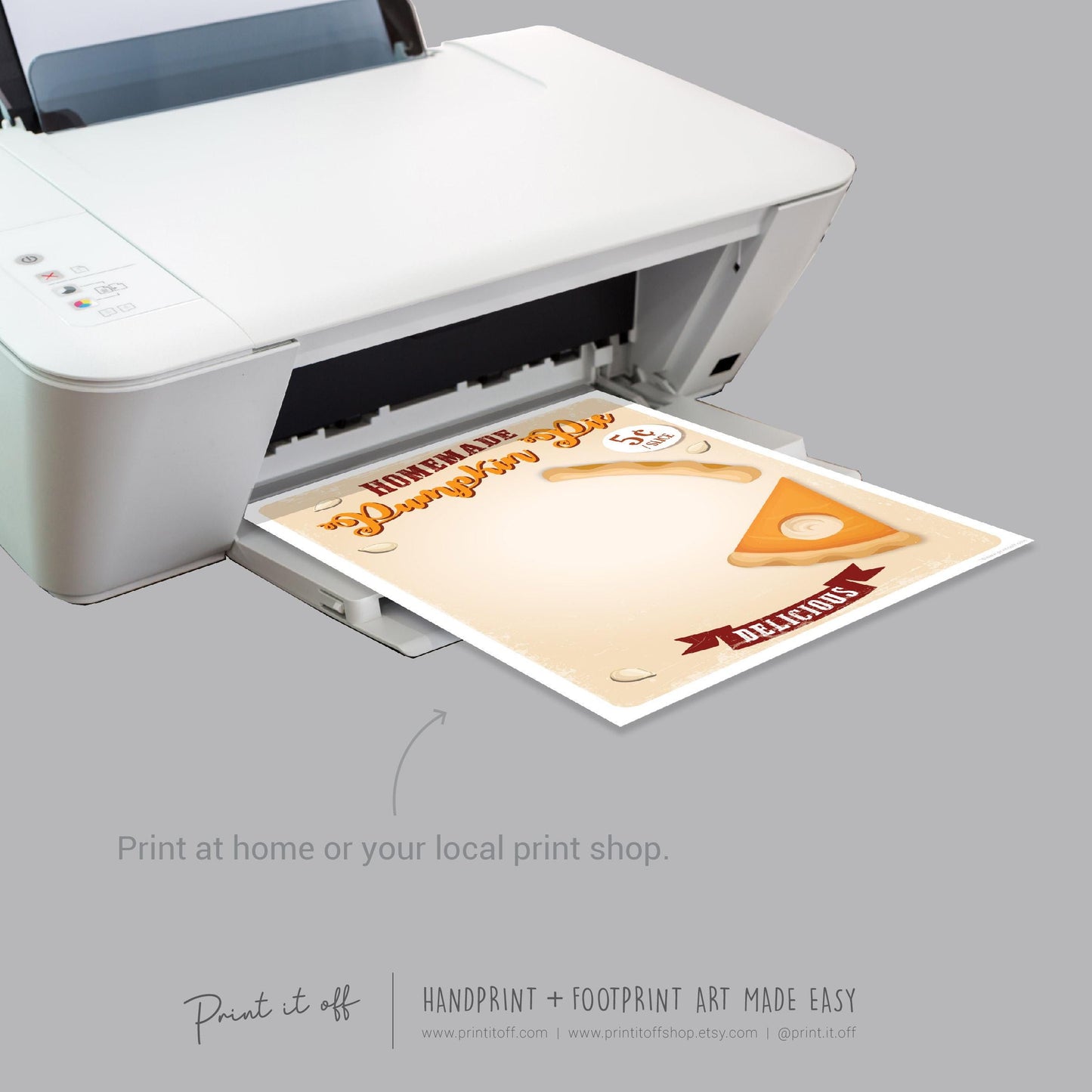 Pumpkin Pie Footprint Foot Hand Art Craft / Thanksgiving Fall Autumn Farm Sign Decor / Toddler Baby Memory Keepsake / Print It Off