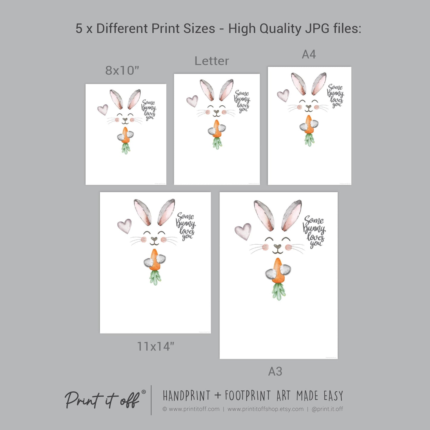 Some Bunny Loves You Easter / Footprint Art / Bunny Feet Foot Carrot / Kids Baby Toddler / Keepsake Memory Craft Gift Card Print It Off