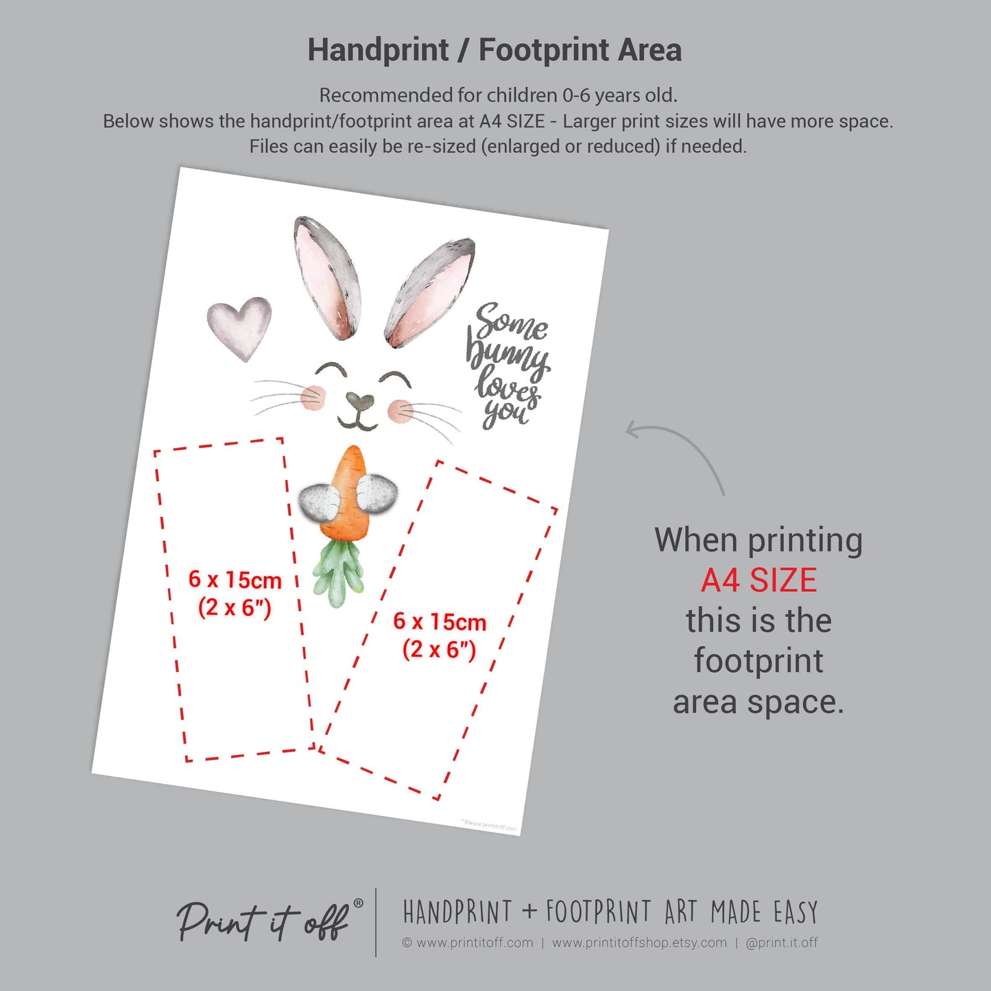 Some Bunny Loves You Easter / Footprint Art / Bunny Feet Foot Carrot / Kids Baby Toddler / Keepsake Memory Craft Gift Card Print It Off