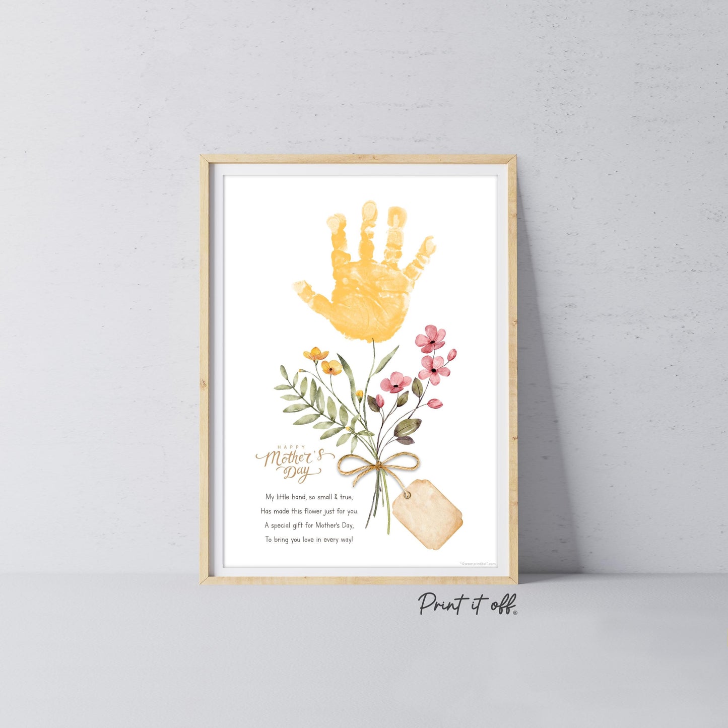Mother's Day Handprint Tag Poem / Hand Flower Mom Mum Grandma / Keepsake Memory Craft Gift Card / Print It Off