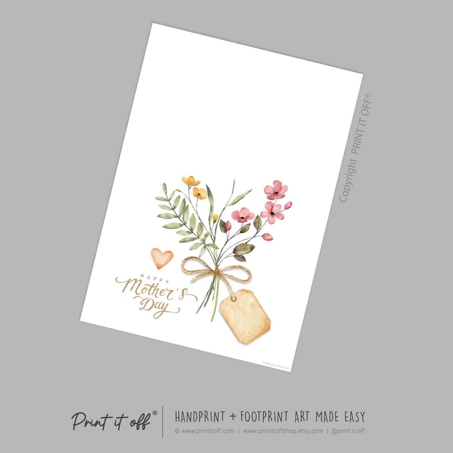 Mother's Day Handprint Tag / Hand Flower Mom Mum Grandma / Activity Keepsake Memory Craft Gift Card / Print It Off