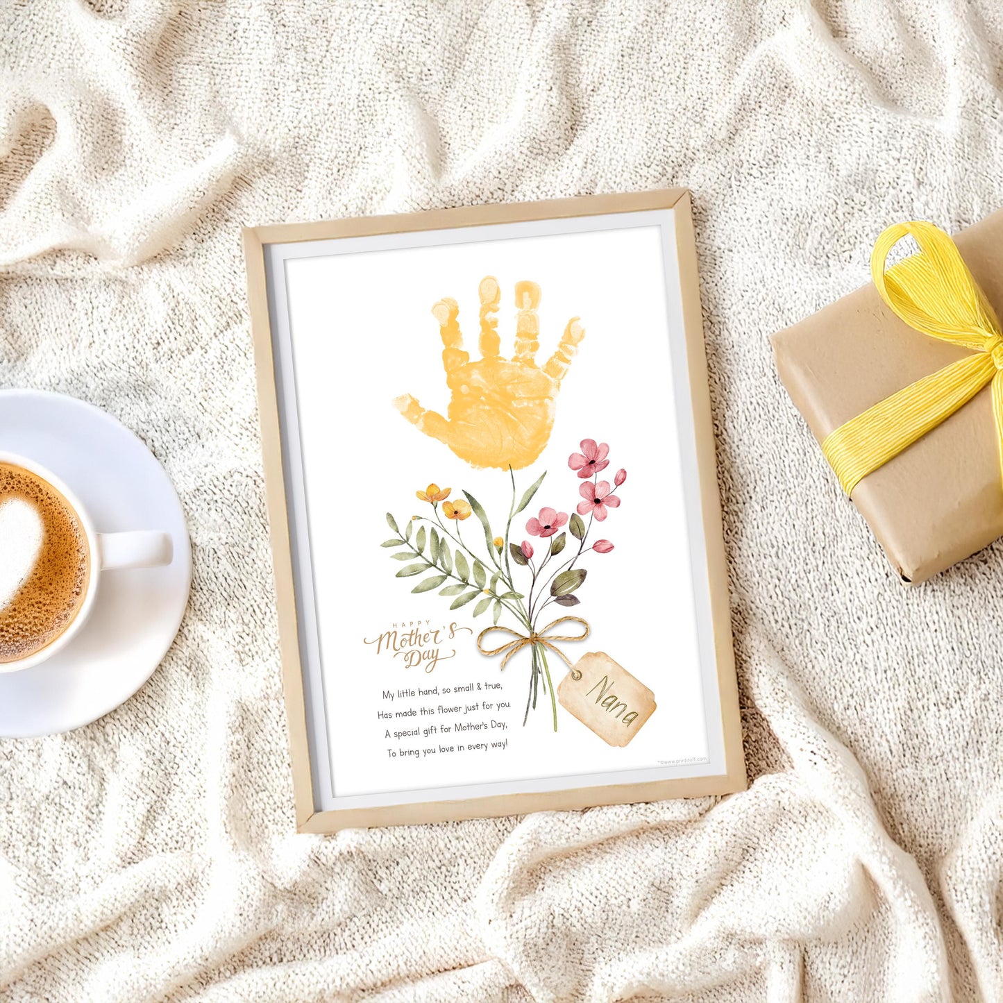Mother's Day Handprint Tag Poem / Hand Flower Mom Mum Grandma / Keepsake Memory Craft Gift Card / Print It Off