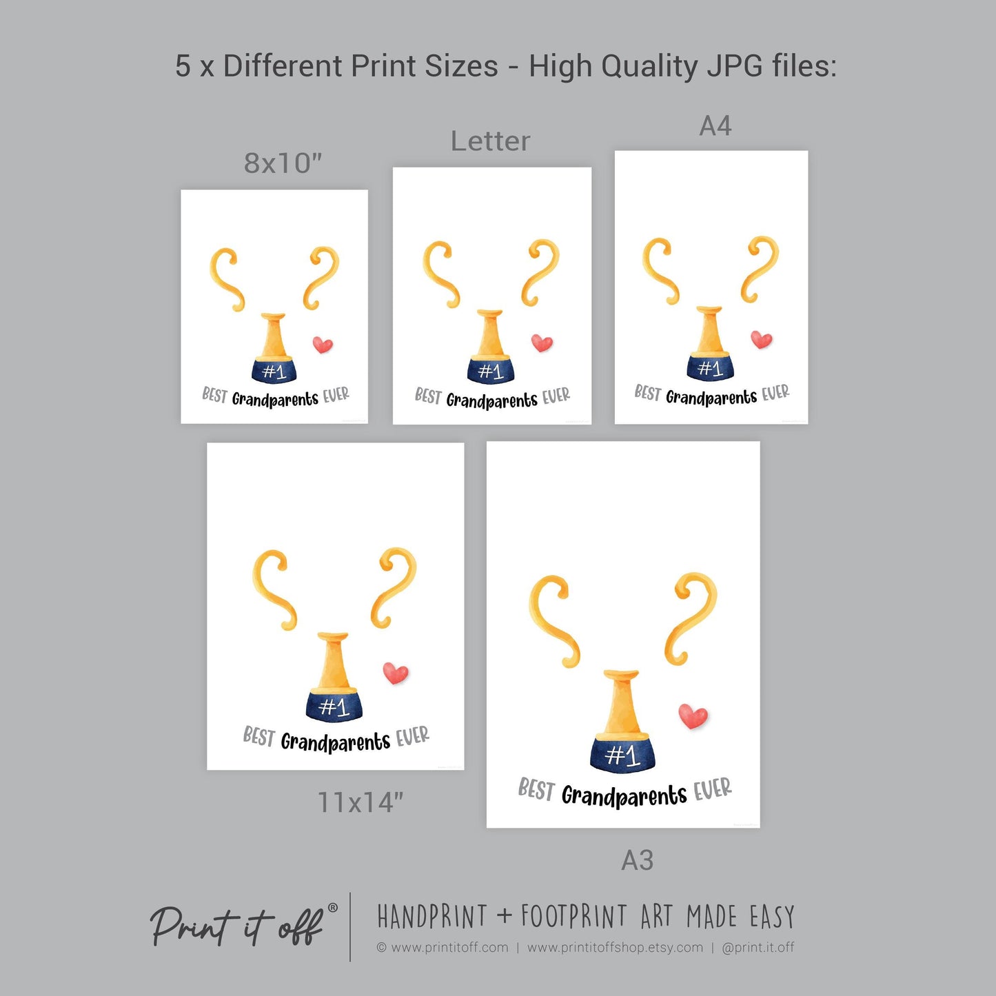 Trophy #1 Grandparents Day Handprint Art Craft / Grandma Grandpa Award Cup / Kids Baby Hand / Activity Gift DIY Card / Print It Off