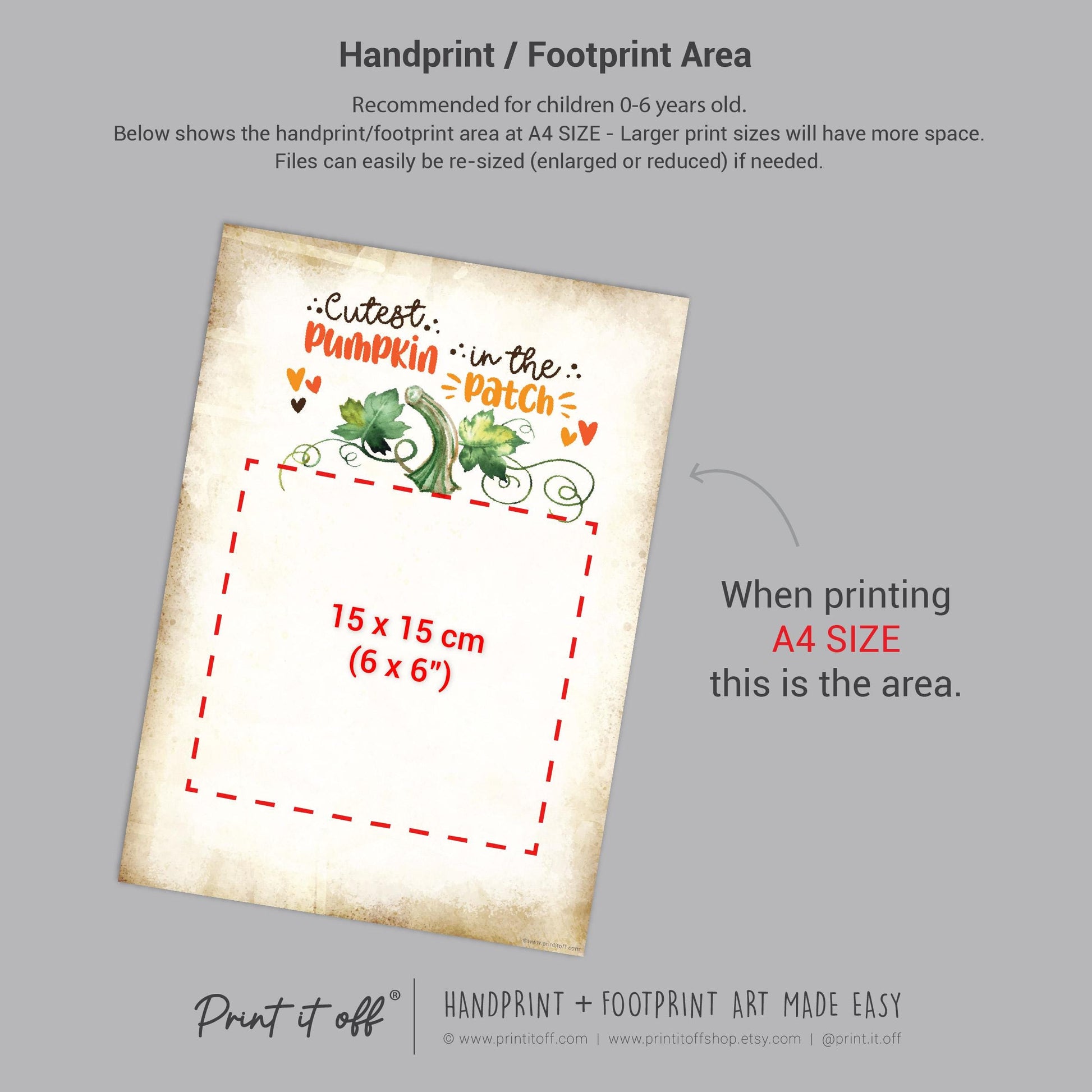 Cutest Pumpkin In The Patch Handprint Footprint / Baby Kids Toddler Template / Fall Autumn Art Craft Memory Keepsake / Print It Off
