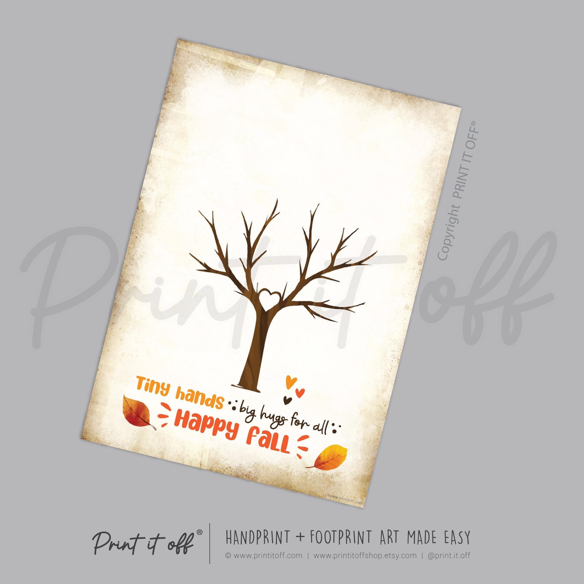 Happy Fall Tree Hands Handprint Footprint / Baby Kids Toddler Template / Fall Autumn Art Craft Memory Keepsake / Print It Off