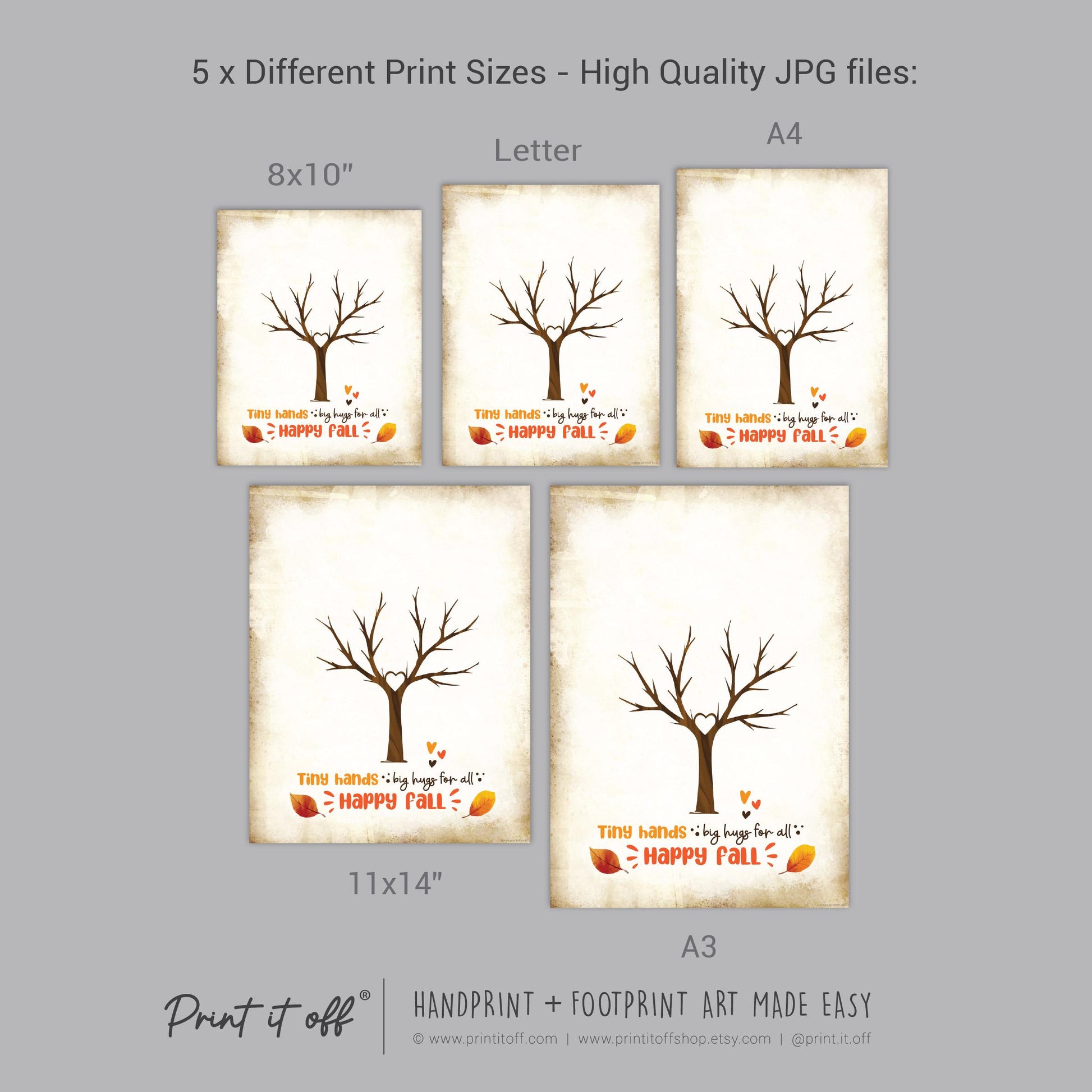Happy Fall Tree Hands Handprint Footprint / Baby Kids Toddler Template / Fall Autumn Art Craft Memory Keepsake / Print It Off
