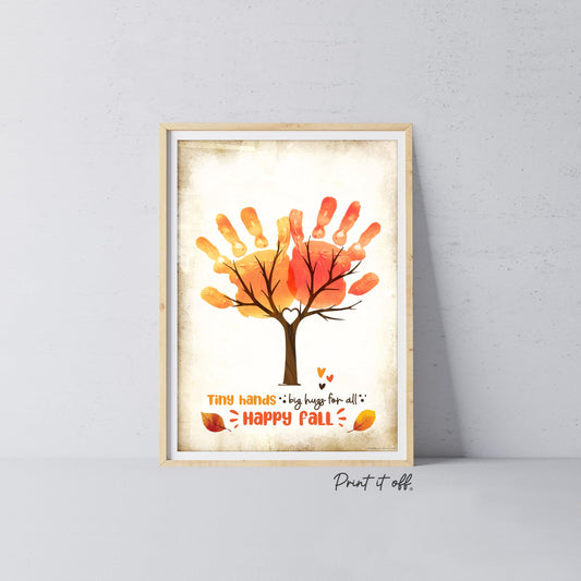 Happy Fall Tree Hands Handprint Footprint / Baby Kids Toddler Template / Fall Autumn Art Craft Memory Keepsake / Print It Off