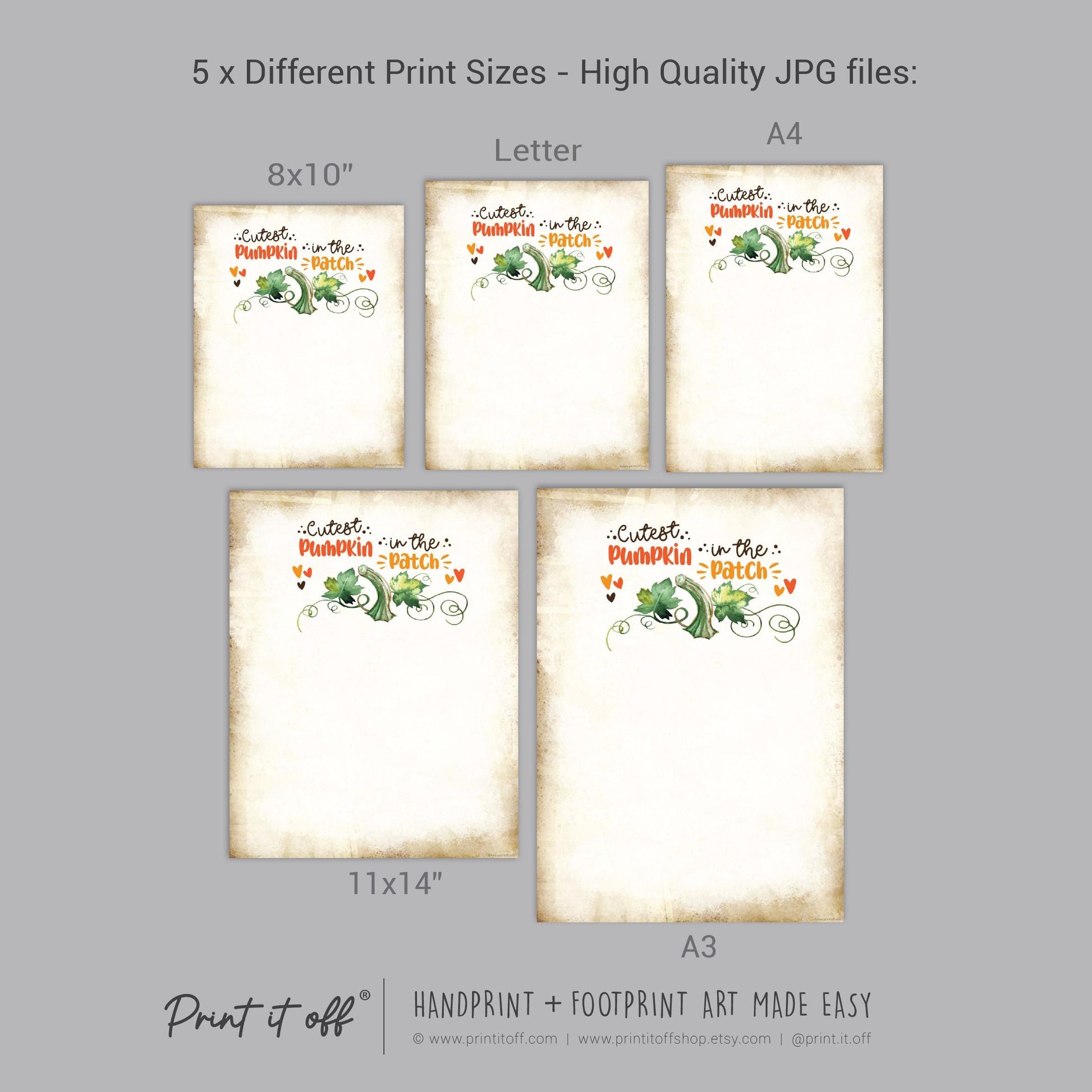 Cutest Pumpkin In The Patch Handprint Footprint / Baby Kids Toddler Template / Fall Autumn Art Craft Memory Keepsake / Print It Off