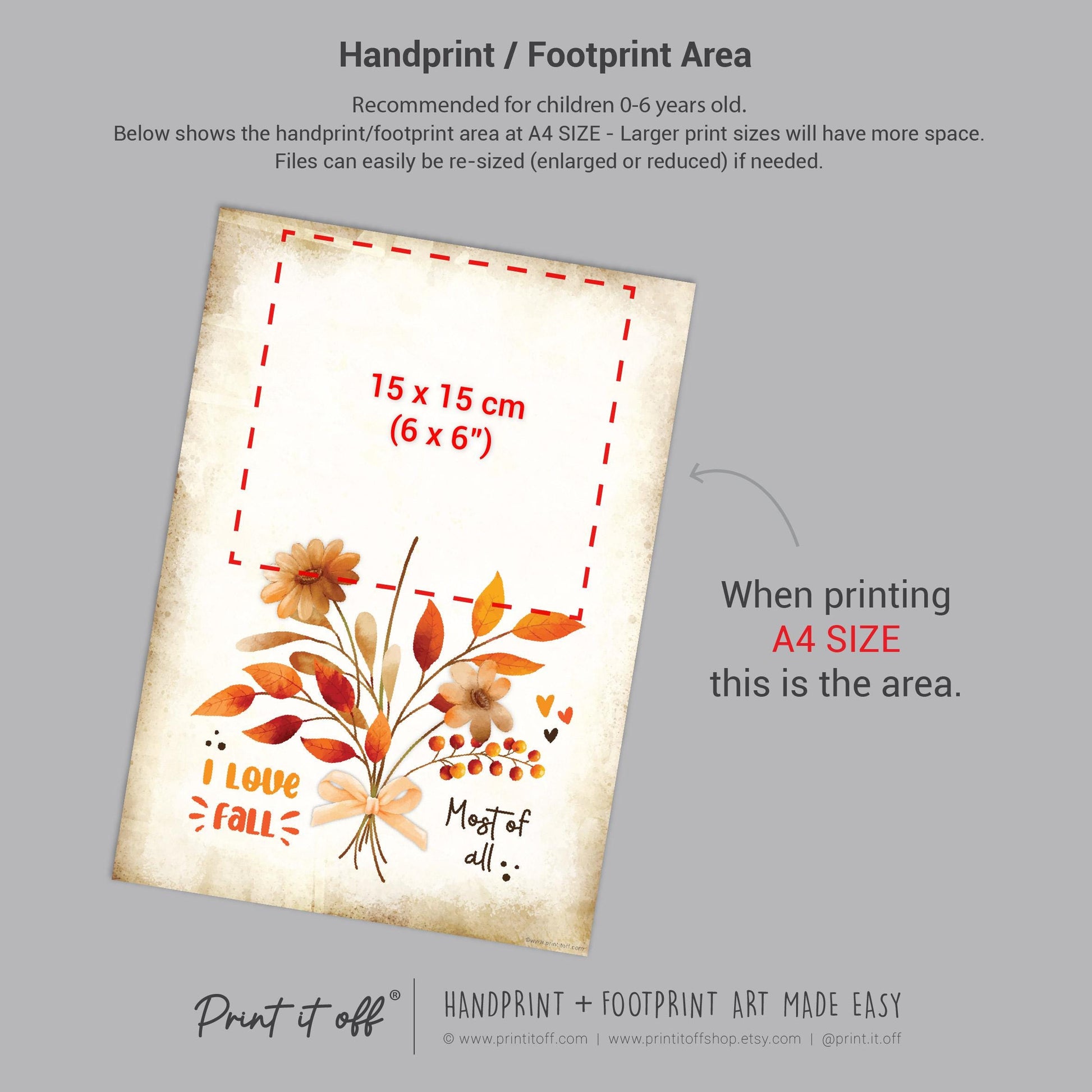 Love Fall Most Of All Flowers Handprint Footprint / Baby Kids Toddler Template / Fall Autumn Art Craft Memory Keepsake / Print It Off