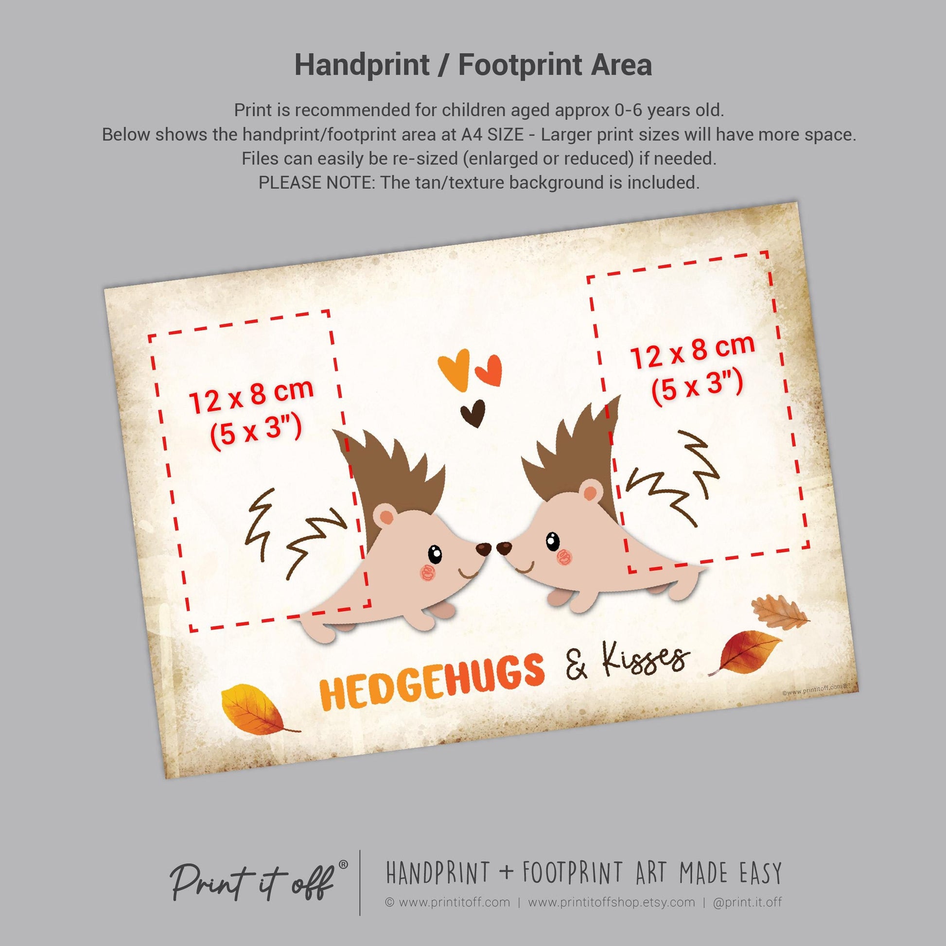 Hedgehugs & Kisses Fall Autumn Handprint Footprint Art Hedgehog / Baby Kids Toddler Template / Craft Activity Keepsake / Print It Off