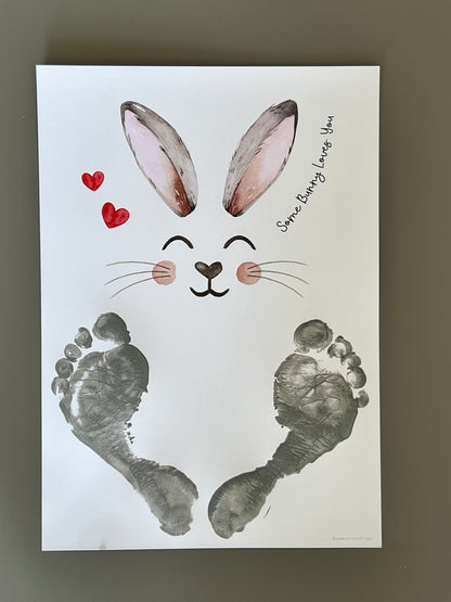 Some bunny Loves You / Easter / Footprint Handprint Art / Baby Toddler / Keepsake Memory Craft DIY Card / Print It Off 0832