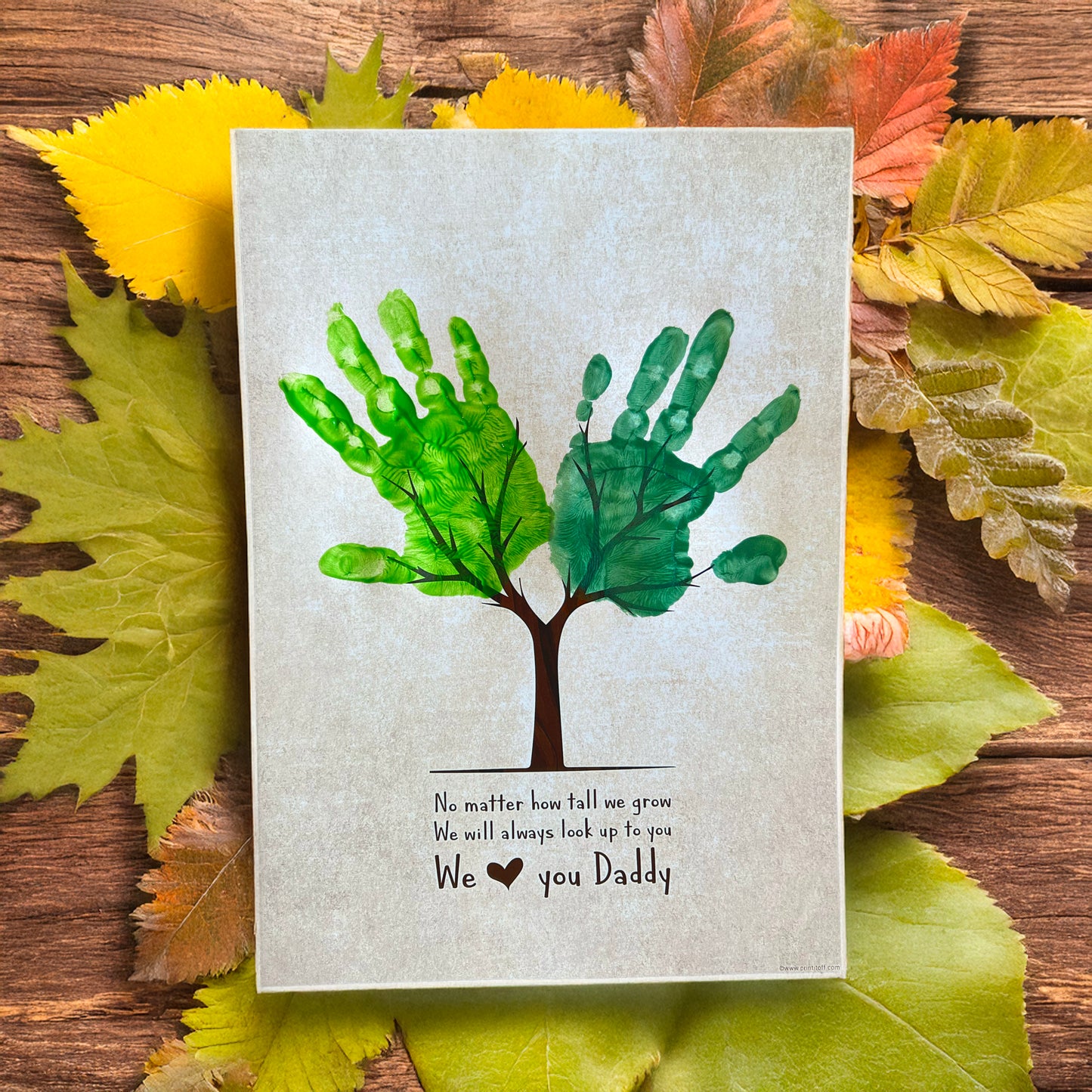 We Love You Daddy Tree / Handprint Footprint Art Craft / Fathers Day Dad / Kids Baby Toddler Keepsake / Card Gift DIY / Print It Off 0004