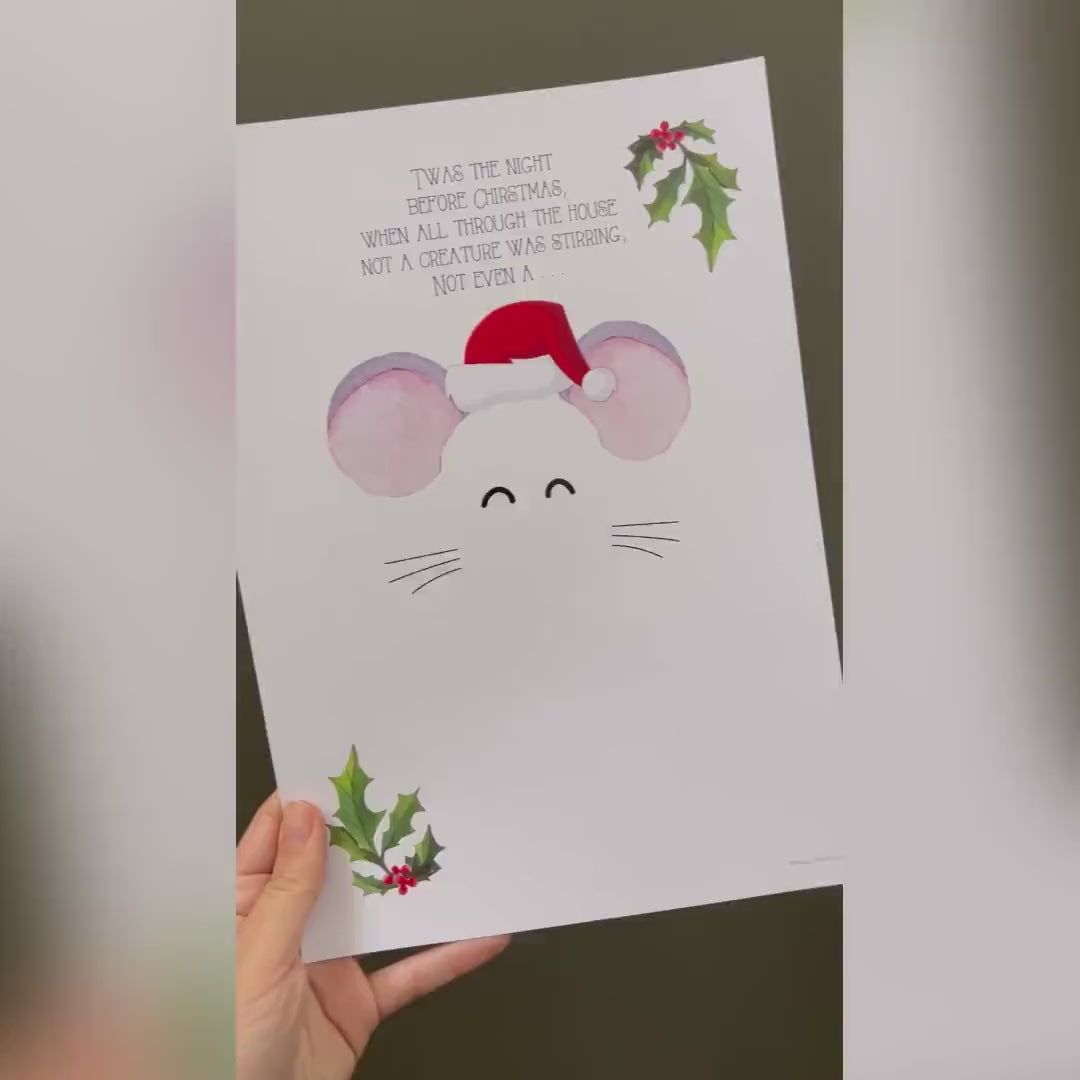 Mouse Christmas / Night Before Xmas Handprint Footprint Art Craft / Baby Kids Hand Foot Keepsake Gift Print Activity Card PRINT IT OFF 0629