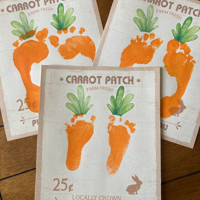 Farm Sign Carrot Patch Easter / Footprint Feet Art Craft / Kids Baby Toddler / Activity Keepsake Gift Card Decor Sign / PRINT IT OFF 0417