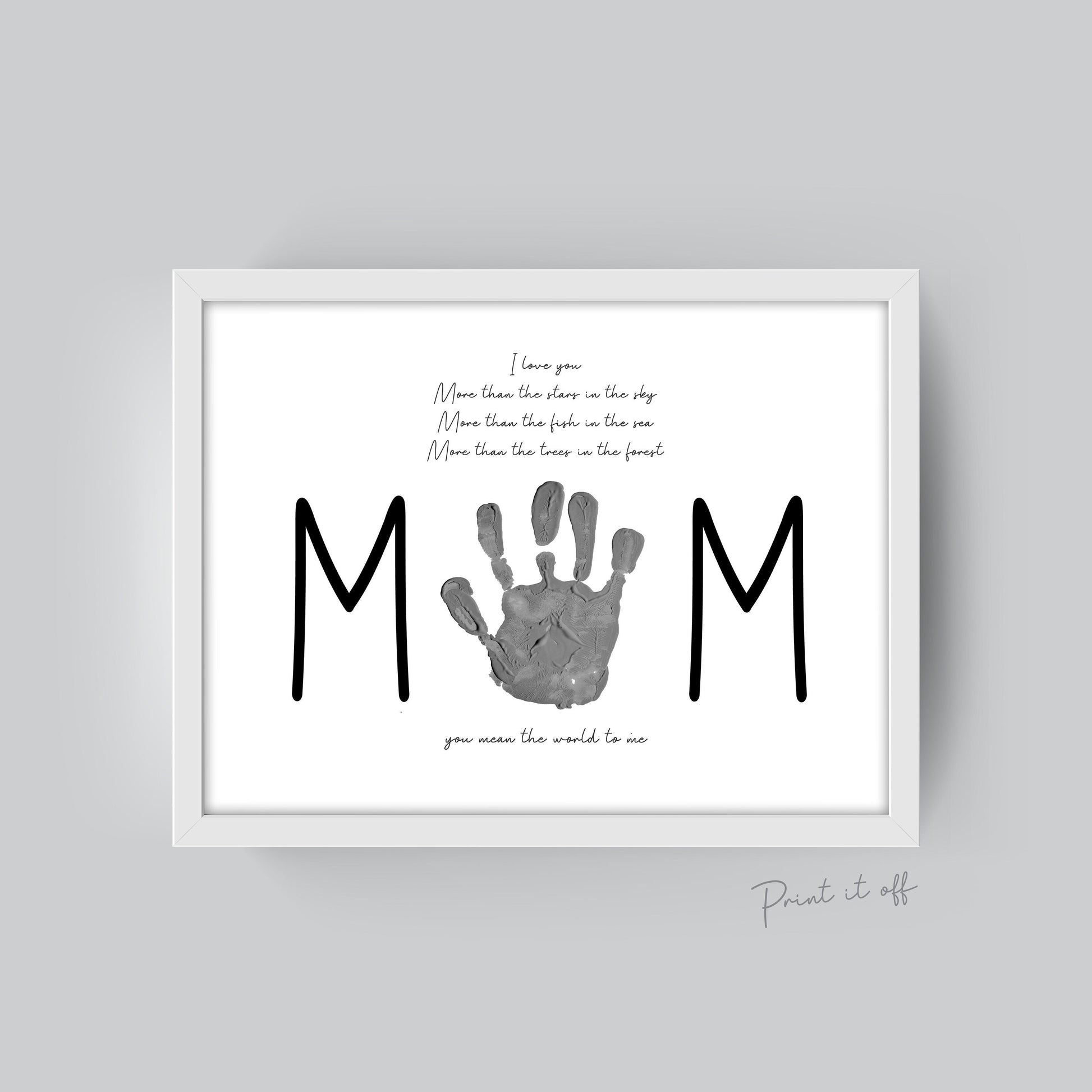 You Mean The World To Me / Mother's Day Poem / Mom Mum / Handprint Art / Kids Baby Toddler / Keepsake Art Craft DIY Gift Card Print 0207