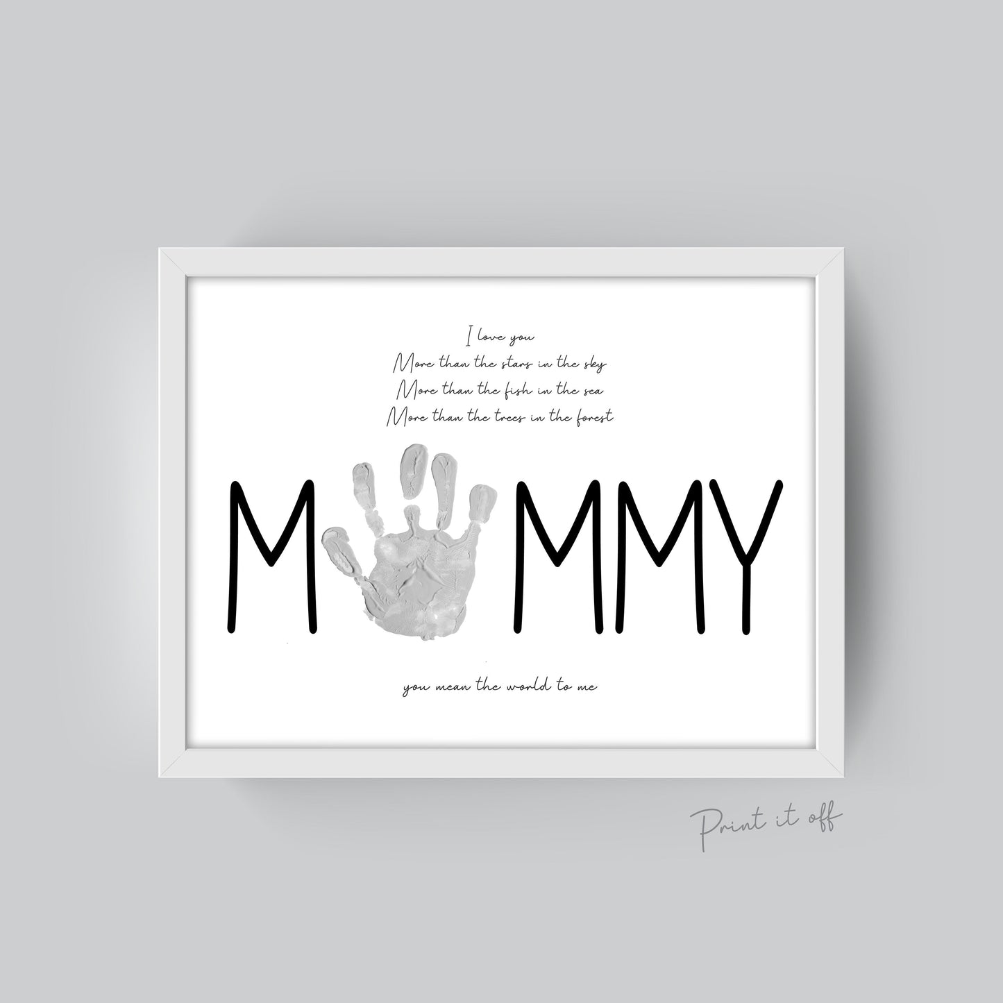 You Mean The World To Me / Mother's Day Poem / Mommy Mummy / Handprint Art / Kids Baby Toddler / Keepsake Craft DIY Gift Card Print 0186