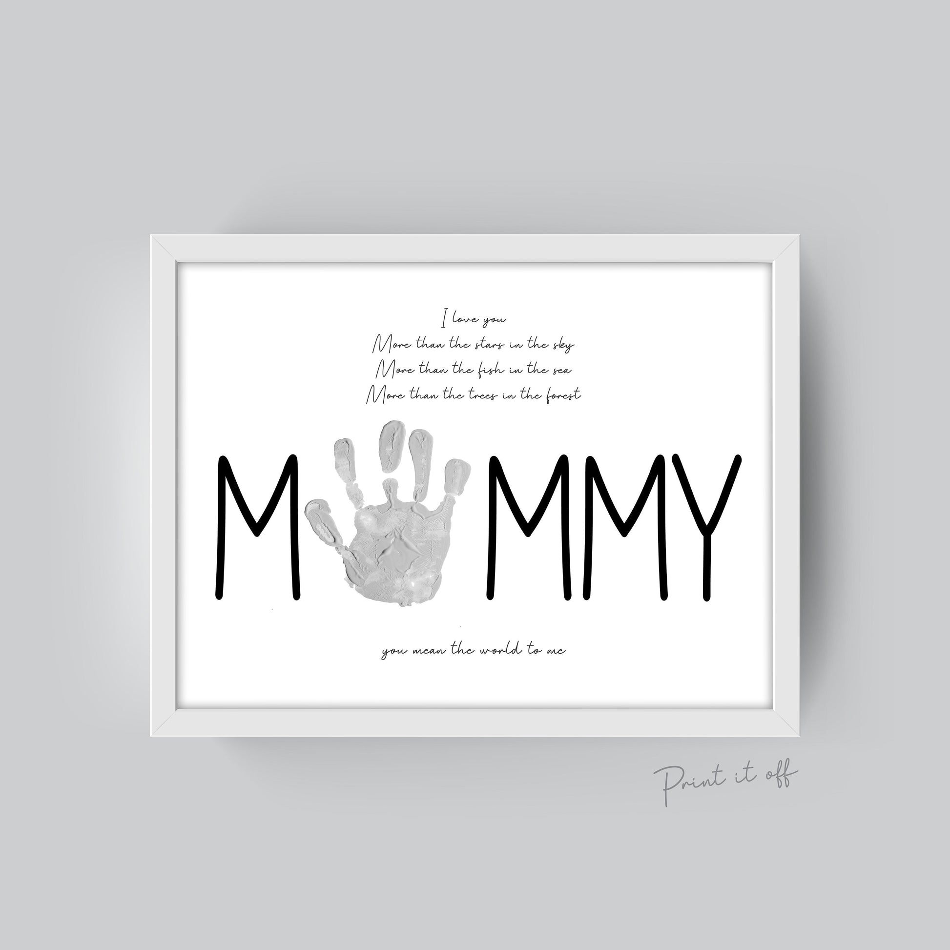 You Mean The World To Me / Mother's Day Poem / Mommy Mummy / Handprint Art / Kids Baby Toddler / Keepsake Craft DIY Gift Card Print 0186