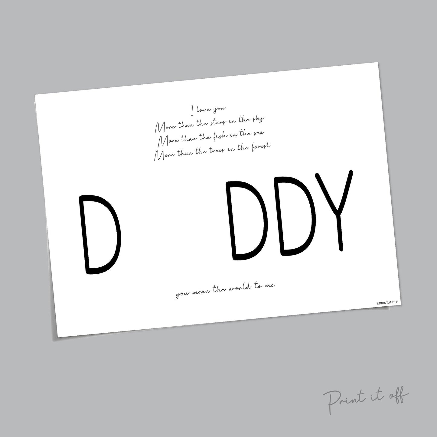 Handprint Art Craft / Daddy Dad Poem / Father's Day / Kids Baby Toddler Keepsake Memory Craft DIY Card / Daddy Poem Card / Print 0090