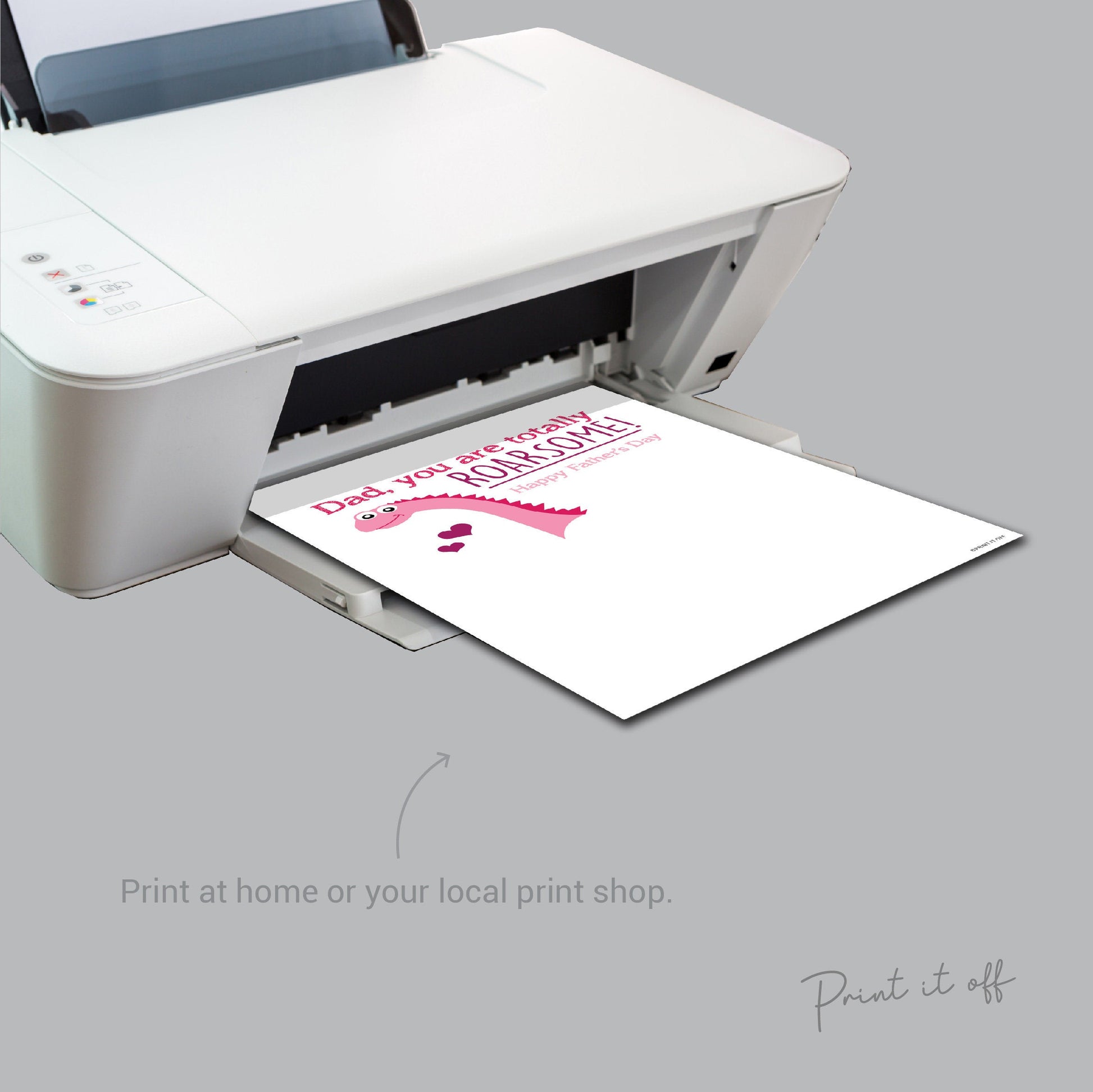 Dad you are totally Roarsome - Pink / Kids Baby Toddler / Handprint Art Craft / Dinosaur Keepsake / Happy Father's Day / Gift Card 0082