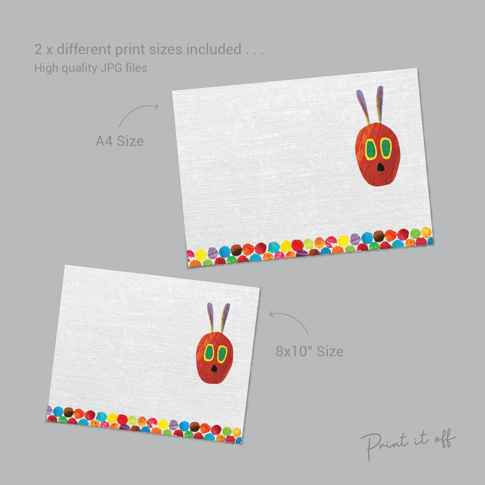 The Hungry Caterpillar / Handprint Footprint DIY Art Craft / Kids Toddler Baby Keepsake / First Birthday Party Card / Print it Off 0127