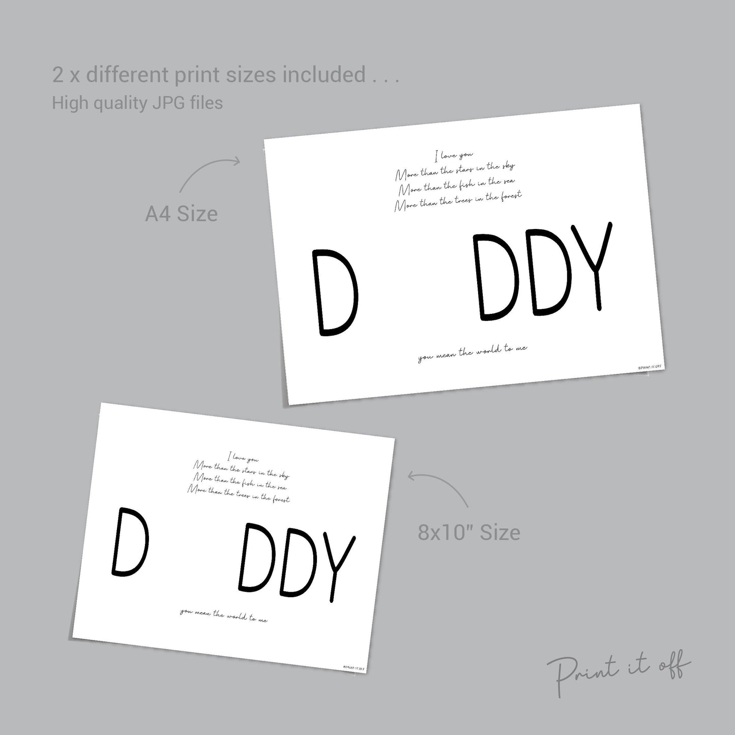 Handprint Art Craft / Daddy Dad Poem / Father's Day / Kids Baby Toddler Keepsake Memory Craft DIY Card / Daddy Poem Card / Print 0090