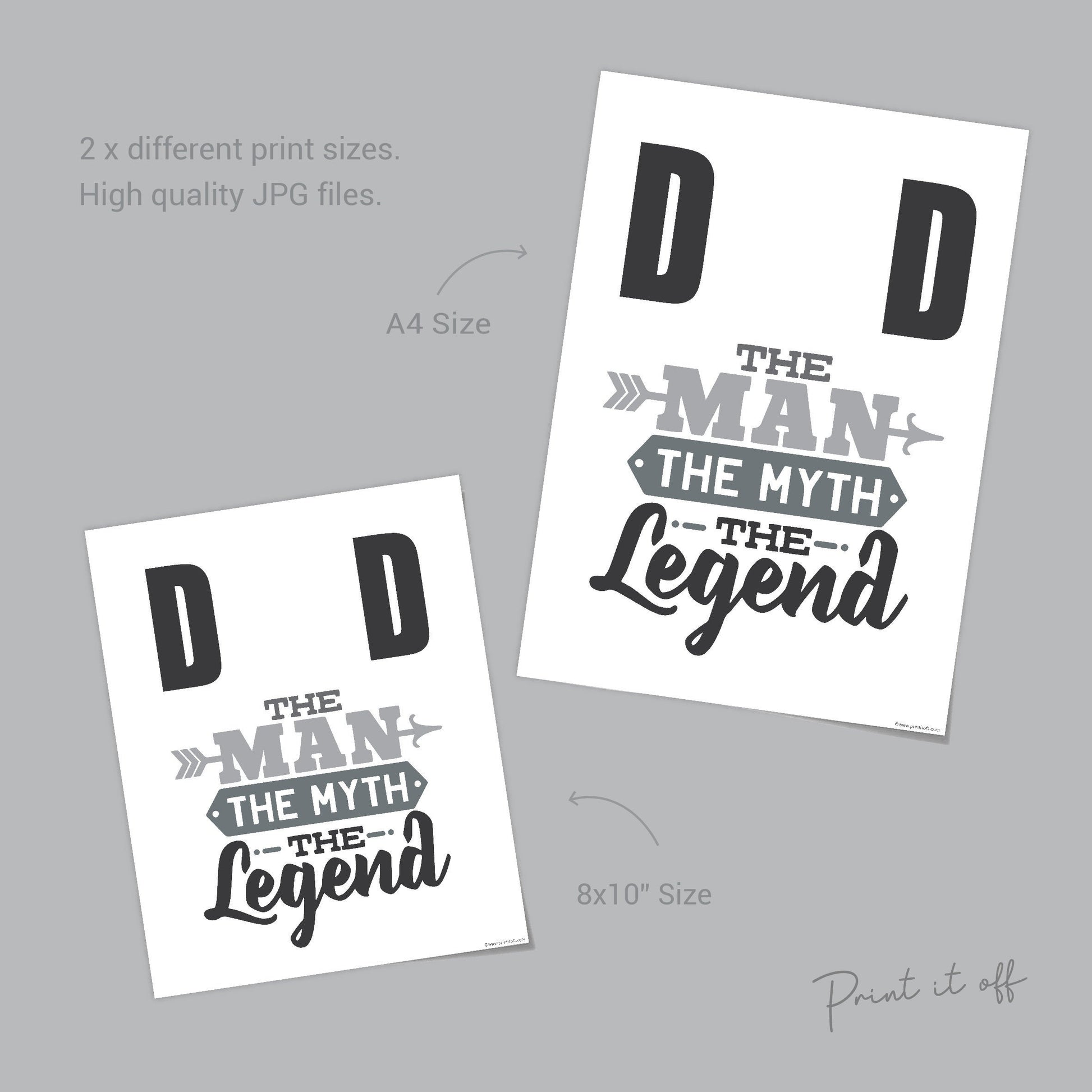 Dad The Man The Myth The Legend / Hand Handprint Art Craft / Father's Day Birthday Daddy / Kids Baby Toddler / Keepsake Gift DIY Print 0232