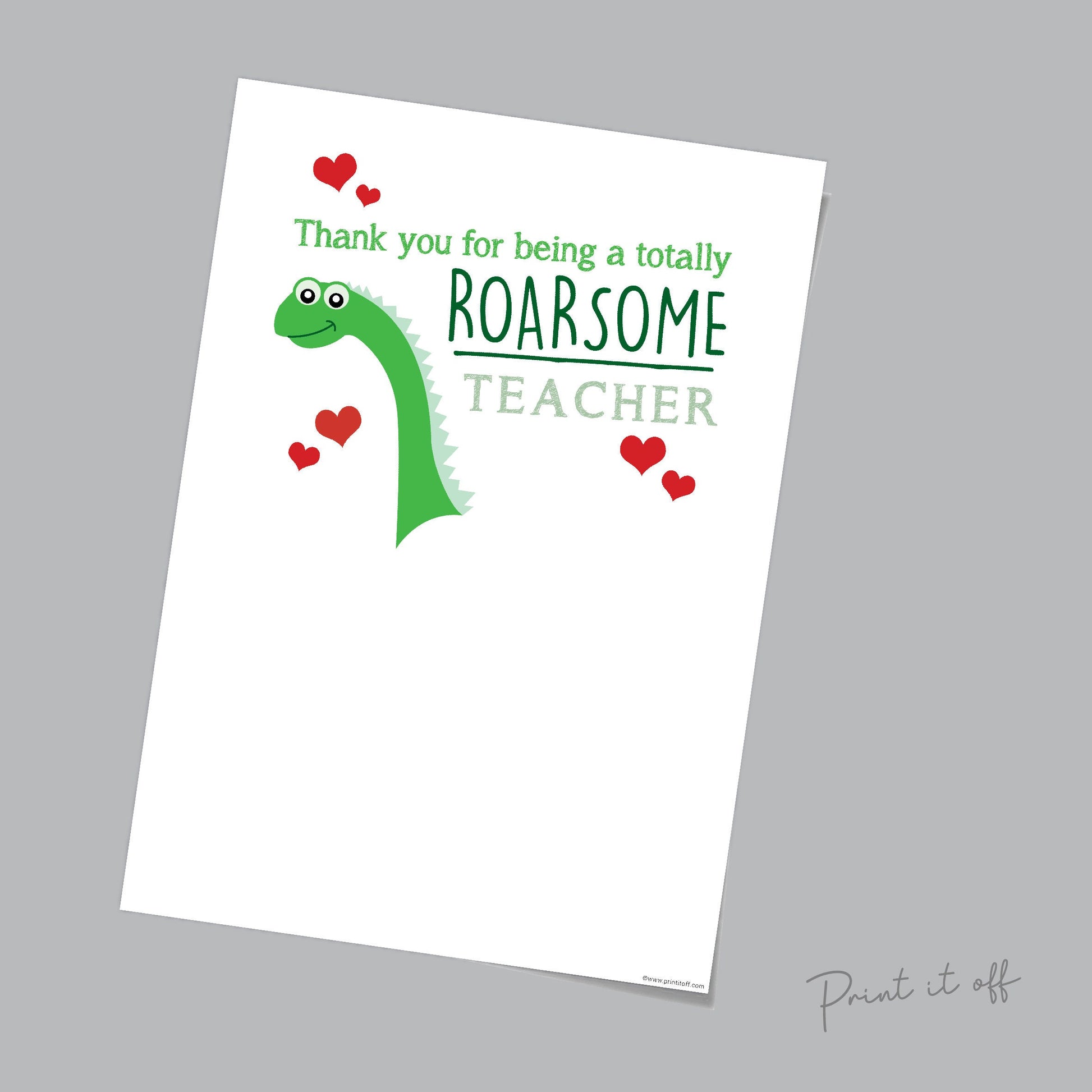 Thank You For Being A Totally Roarsome Teacher / Best Teacher Appreciation / Handprint Art Craft / Kids Keepsake DIY Card Print Gift