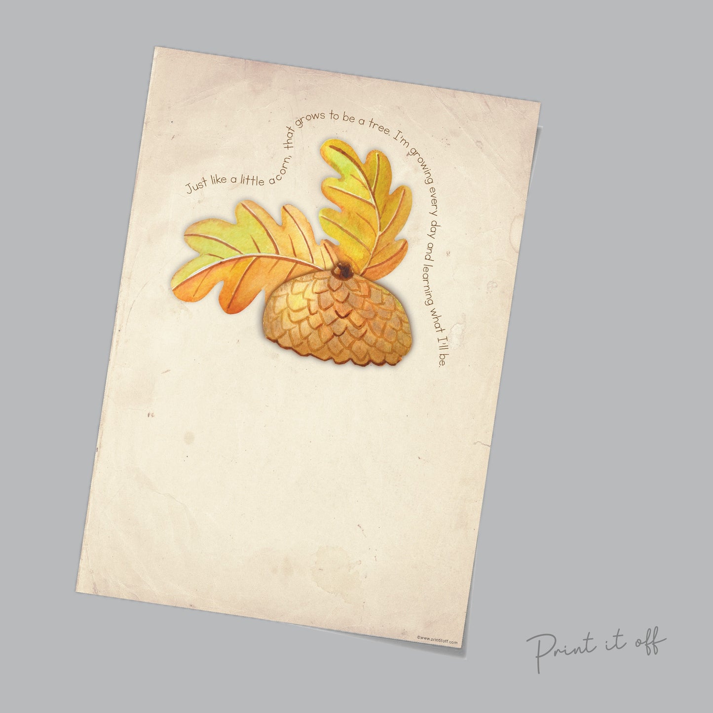 Acorn Autumn Poem / Just a Little Acorn Growing Every Day / Handprint Art Craft / Kids Baby Toddler Keepsake / Printable Print Card 0257