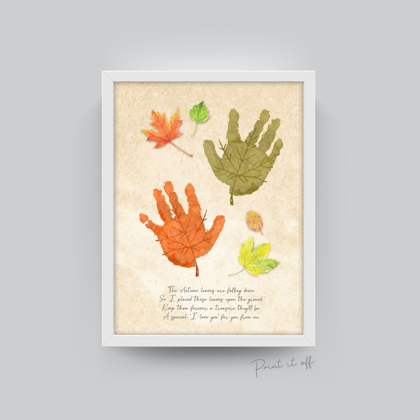 Autumn Poem / Handprint Art / Leaves Leafs Season / Thanksgiving / Kids Baby Toddler / Keepsake Gift Craft Art Print DIY 0275